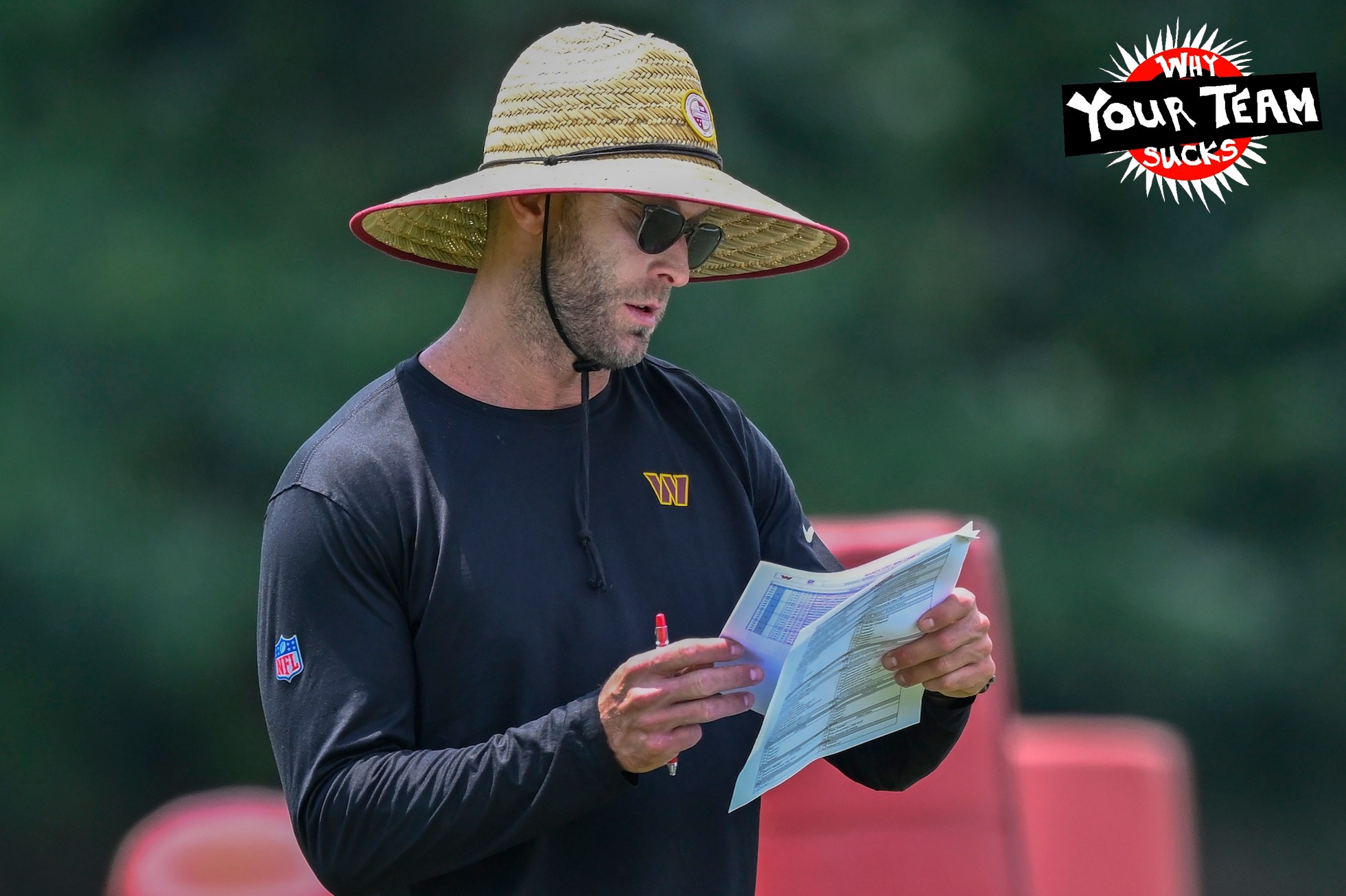 Washington Commanders offensive coordinator Kliff Kingsbury during mini camp at Commanders Park in Ashburn, VA on June 12, 2024. (Photo by John McDonnell/ for The Washington Post via Getty Images)