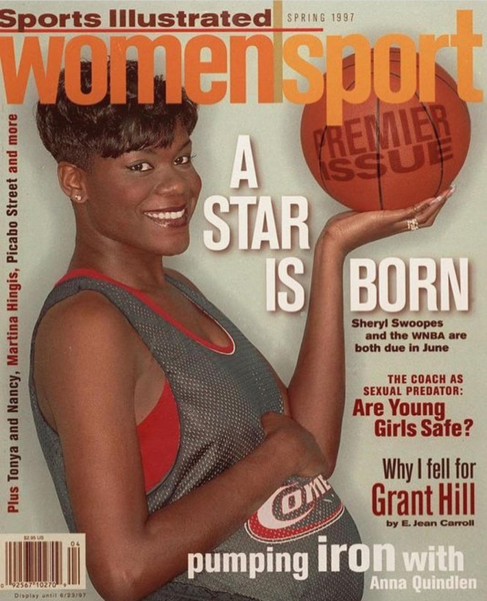 The spring 1997 cover of Sports Illustrated, with a pregnant Sheryl Swoopes and the headline "A Star Is Born."