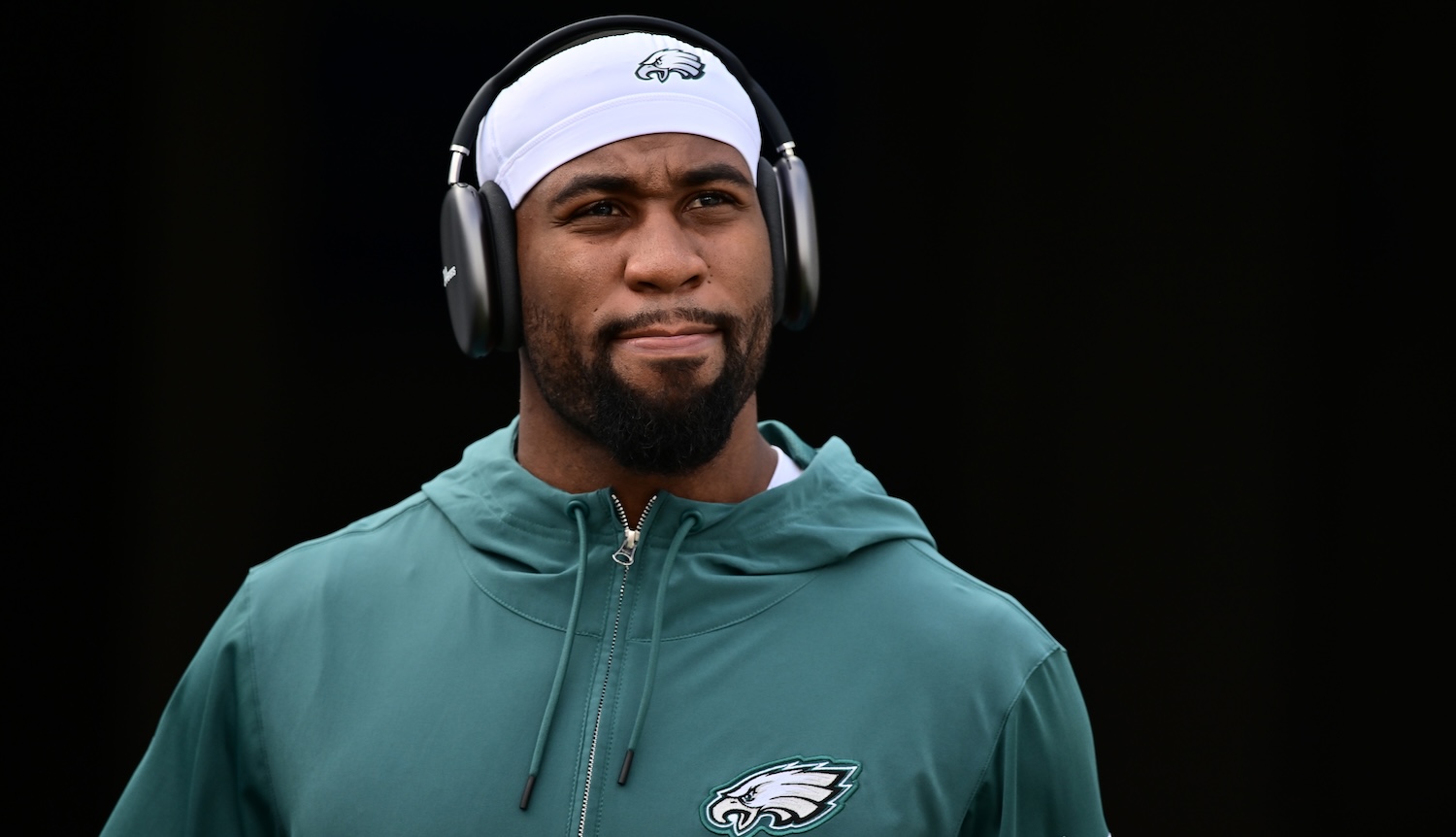 TAMPA, FLORIDA - SEPTEMBER 25: Haason Reddick #7 of the Philadelphia Eagles warms up prior to a game against the Tampa Bay Buccaneers at Raymond James Stadium on September 25, 2023 in Tampa, Florida. (Photo by Julio Aguilar/Getty Images)