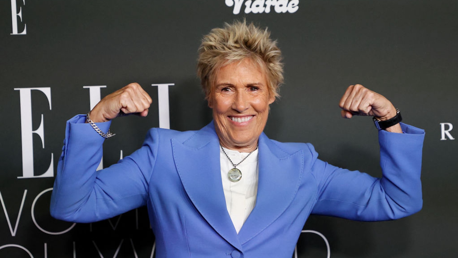 US author and journalist Diana Nyad arrives for Elle's 2023 Women in Hollywood celebration, at Nya Studios in Los Angeles, California, on December 5, 2023.