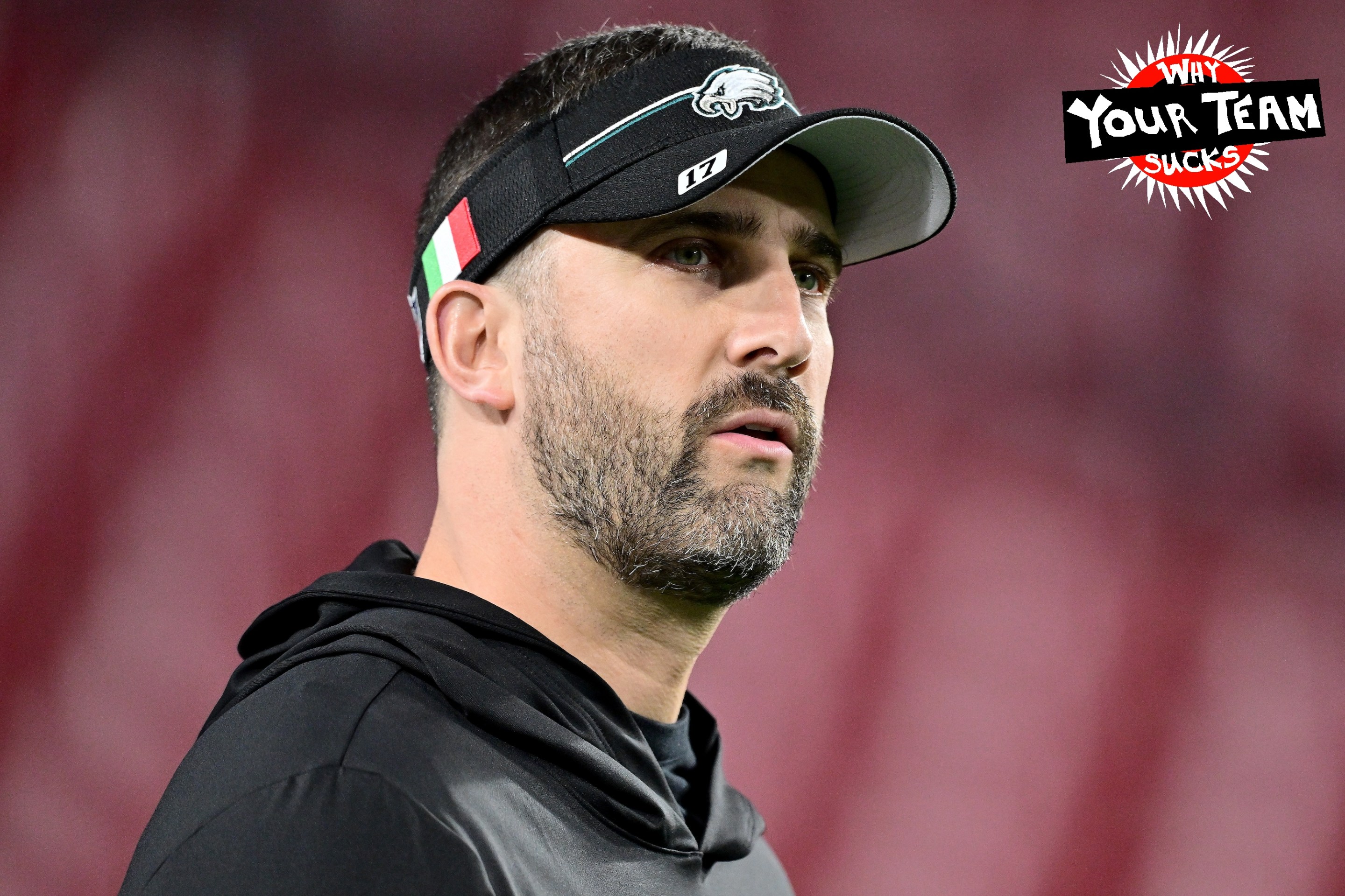 TAMPA, FLORIDA - JANUARY 15: Head coach Nick Sirianni of the Philadelphia Eagles looks on prior to the NFC Wild Card Playoffs against the Tampa Bay Buccaneers at Raymond James Stadium on January 15, 2024 in Tampa, Florida. (Photo by Julio Aguilar/Getty Images)