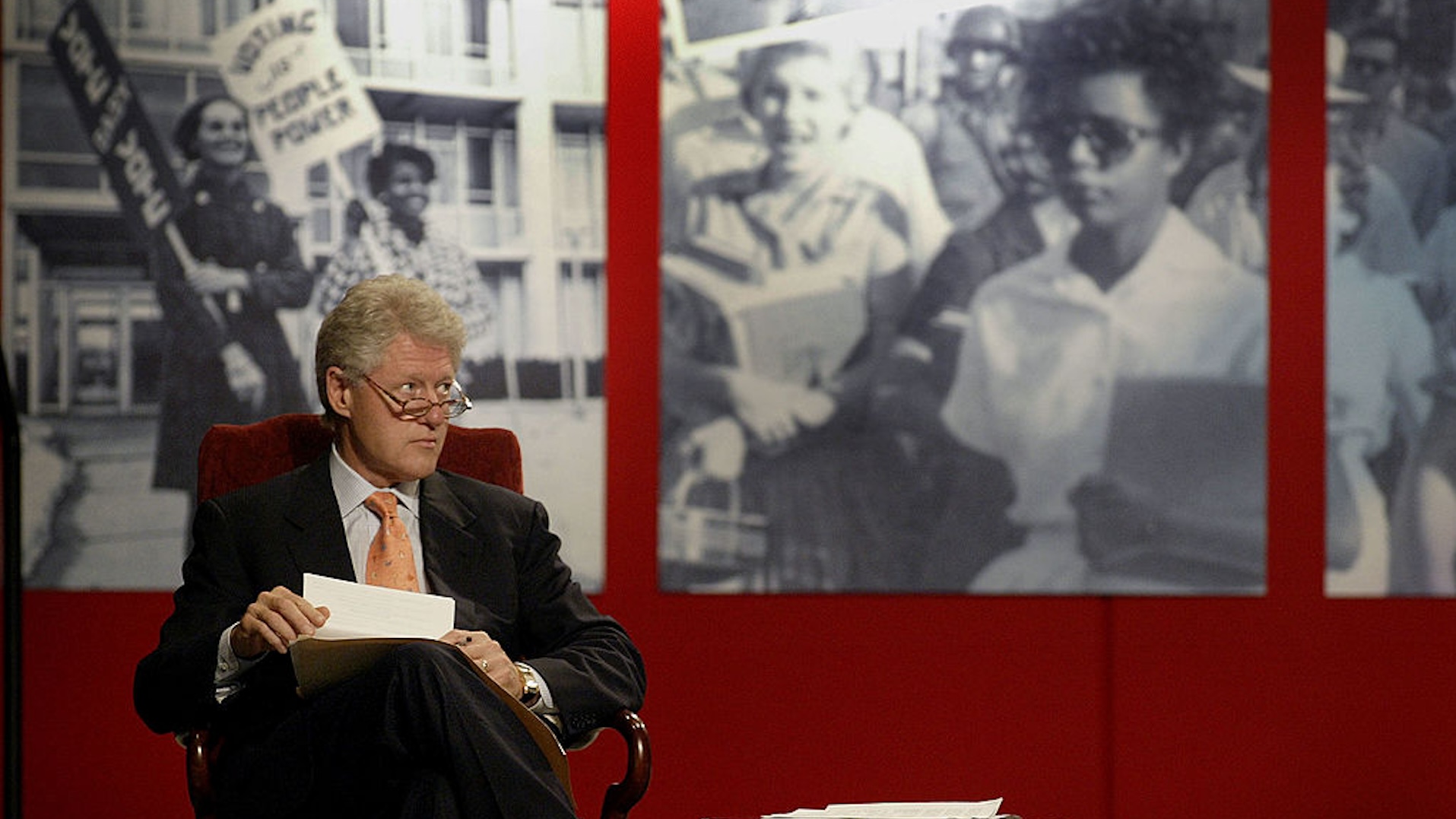 Former U.S. President Bill Clinton waits to speak at the annual convention of the Rainbow/Push Coalition June 24, 2003 in Chicago, Illinois. Clinton said Bush Administration policies make likely the need for affirmative action programs for years to come.