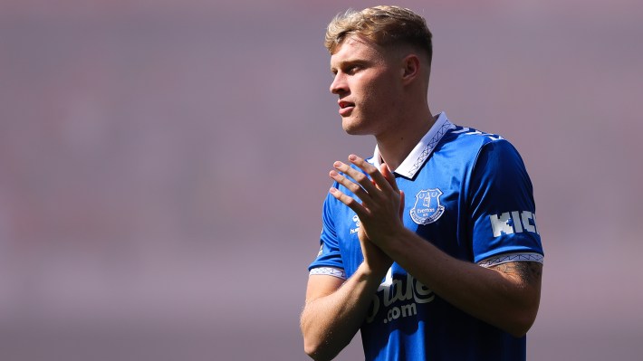 Jarrad Branthwaite of Everton during the Premier League match between Arsenal FC and Everton FC at Emirates Stadium on May 19, 2024 in London, England.