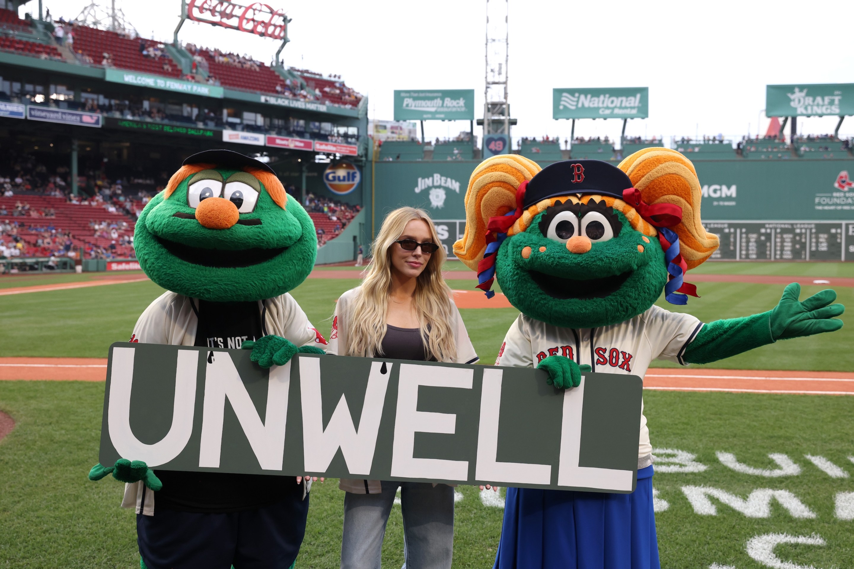 Podcaster Alex Cooper poses before a game between the Toronto Blue Jays and the Boston Red Sox at Fenway Park on June 26, 2024