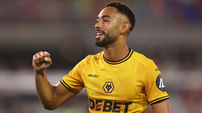 Matheus Cunha of Wolverhampton Wanderers celebrates after scoring his team's first goal during the Stateside Cup pre-season match between West Ham United and Wolverhampton Wanderers at EverBank Stadium on July 27, 2024 in Jacksonville, Florida.