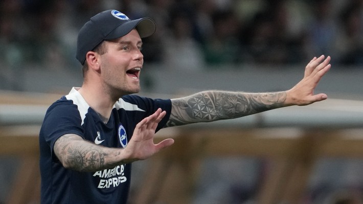 Fabian Hürzeler, coach of Brighton looks on during the pre-season friendly match between Tokyo Verdy and Brighton & Hove Albion at National Stadium on July 28, 2024 in Tokyo, Japan.