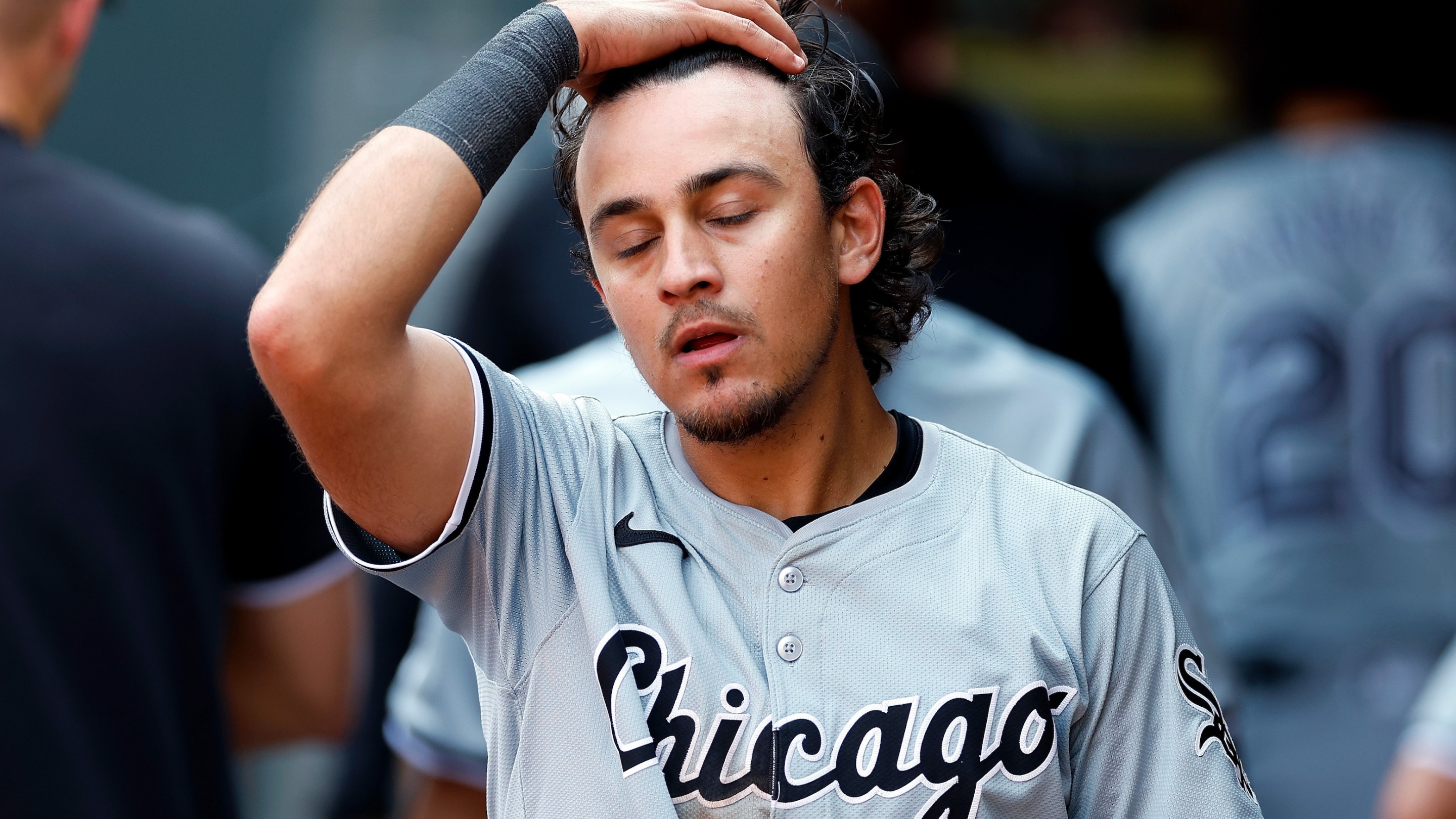 Nicky Lopez of the White Sox looks exhausted and sad during a loss to the Minnesota Twins on August 4, 2024.