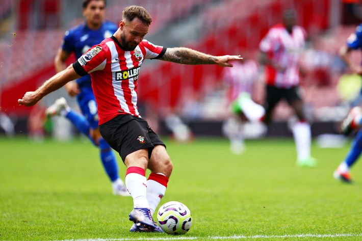 Adam Armstrong during the Pre-Season Friendly between Southampton and Getafe at St Mary's Stadium on August 10, 2024 in Southampton, England.