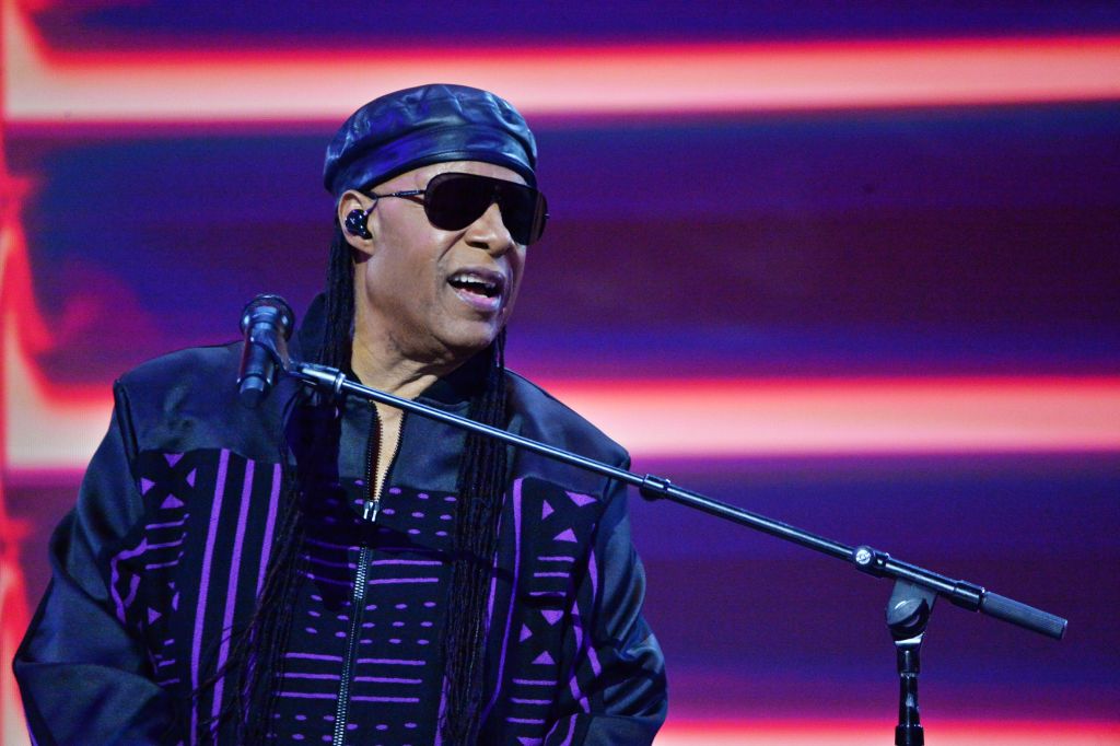 Stevie Wonders speaks at the DNC