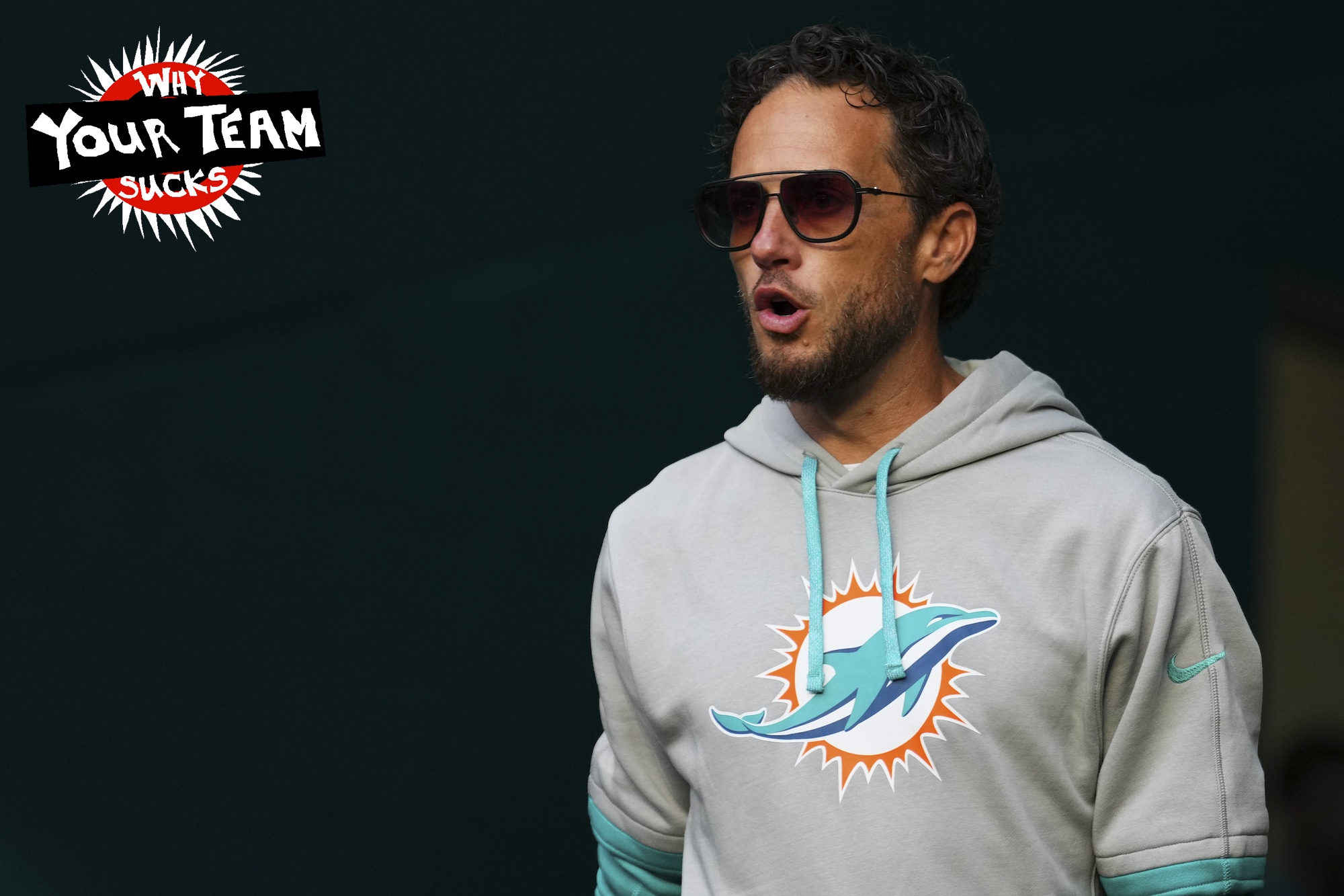 Miami Dolphins head coach Mike McDaniel enters the field prior to a preseason game against the Washington Commanders at Hard Rock Stadium on August 17, 2024 in Miami Gardens, Florida. (Photo by Rich Storry/Getty Images)