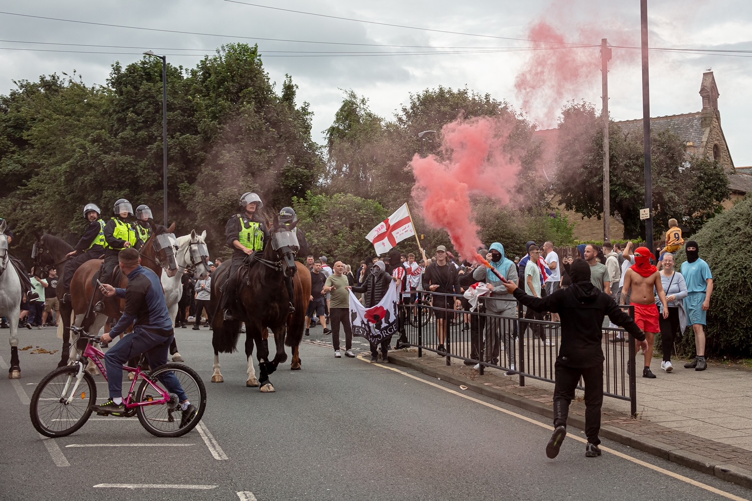 Far-right activists hold an 'Enough is Enough' protest on August 02, 2024 in Sunderland, England