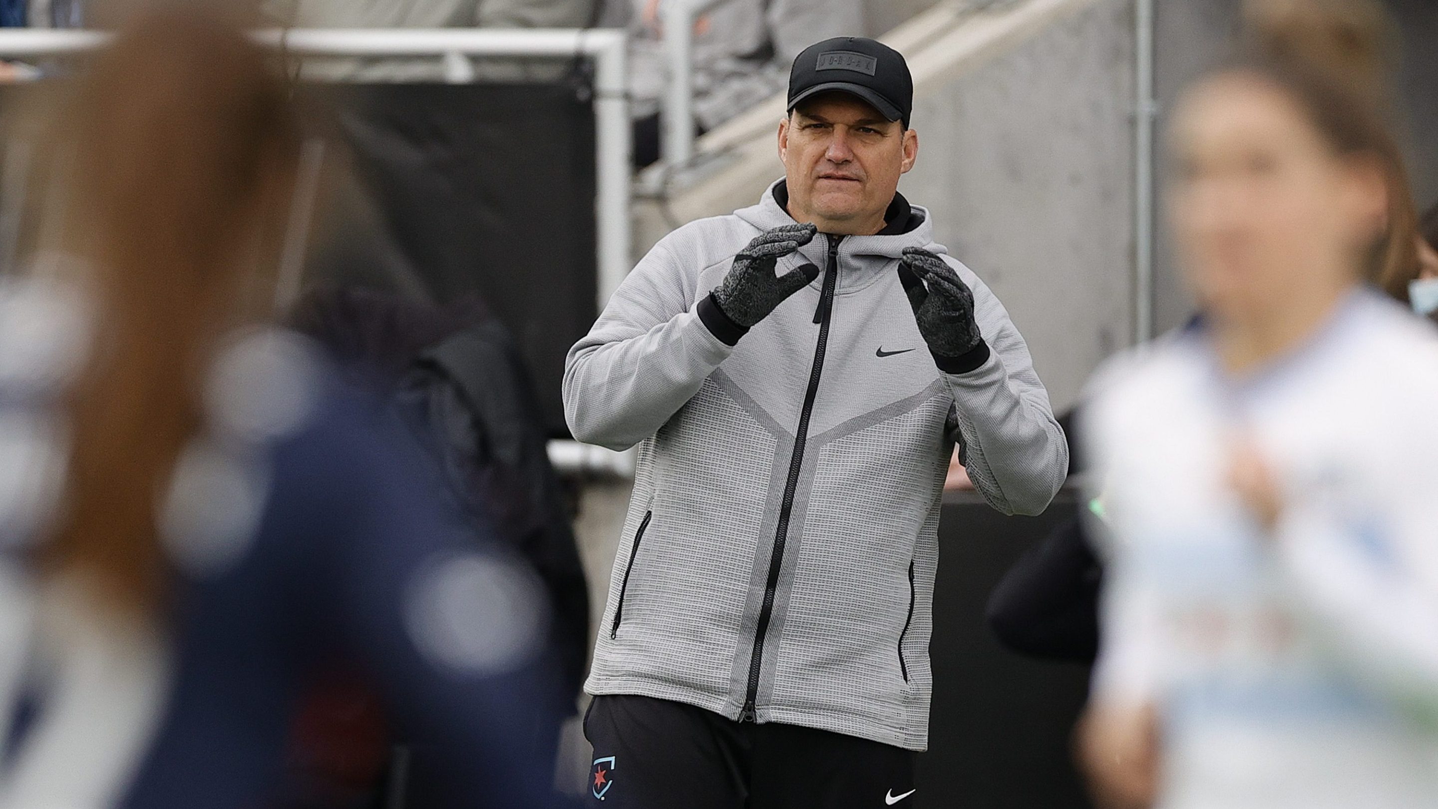 Then-head coach Rory Dames of Chicago Red Stars looks on against Washington Spirit during the NWSL Championship held at Lynn Family Stadium on November 20, 2021 in Louisville, Kentucky. (