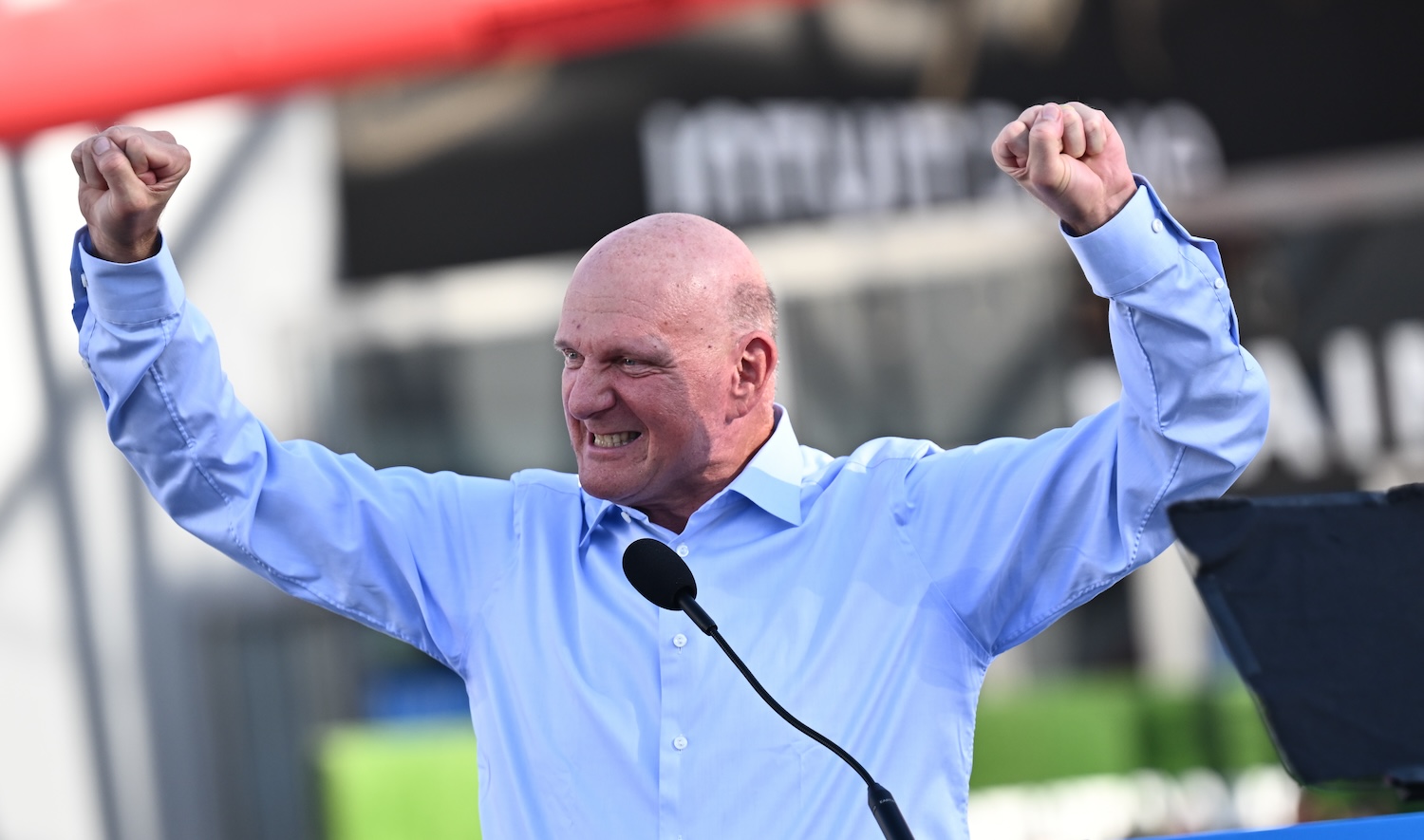 Steve Ballmer speaks onstage at the Intuit Dome opening night event held at Intuit Dome on August 15, 2024 in Inglewood, California. (Photo by Michael Buckner/Variety via Getty Images)