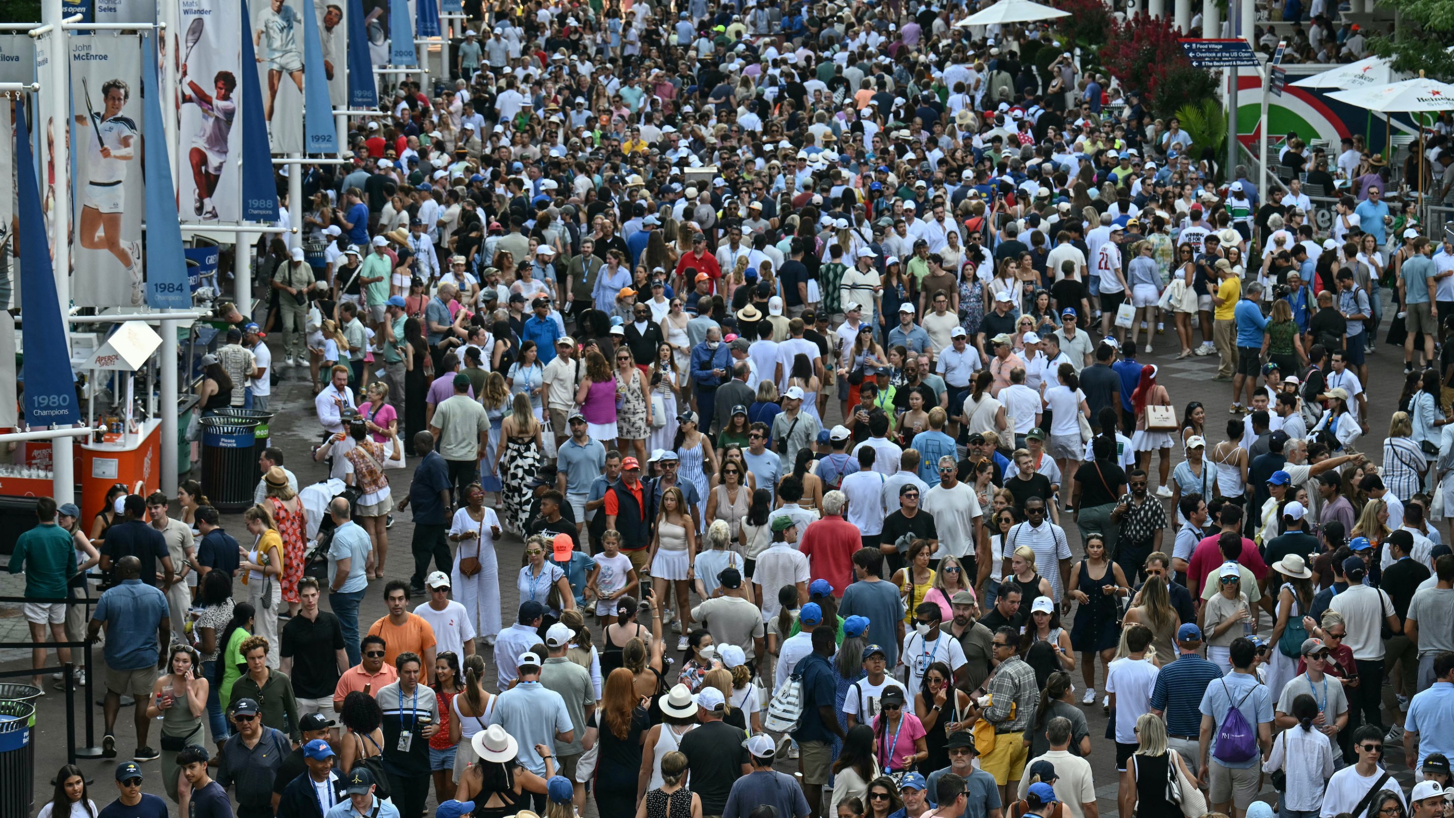 A view of the crowd milling around the U.S. Open