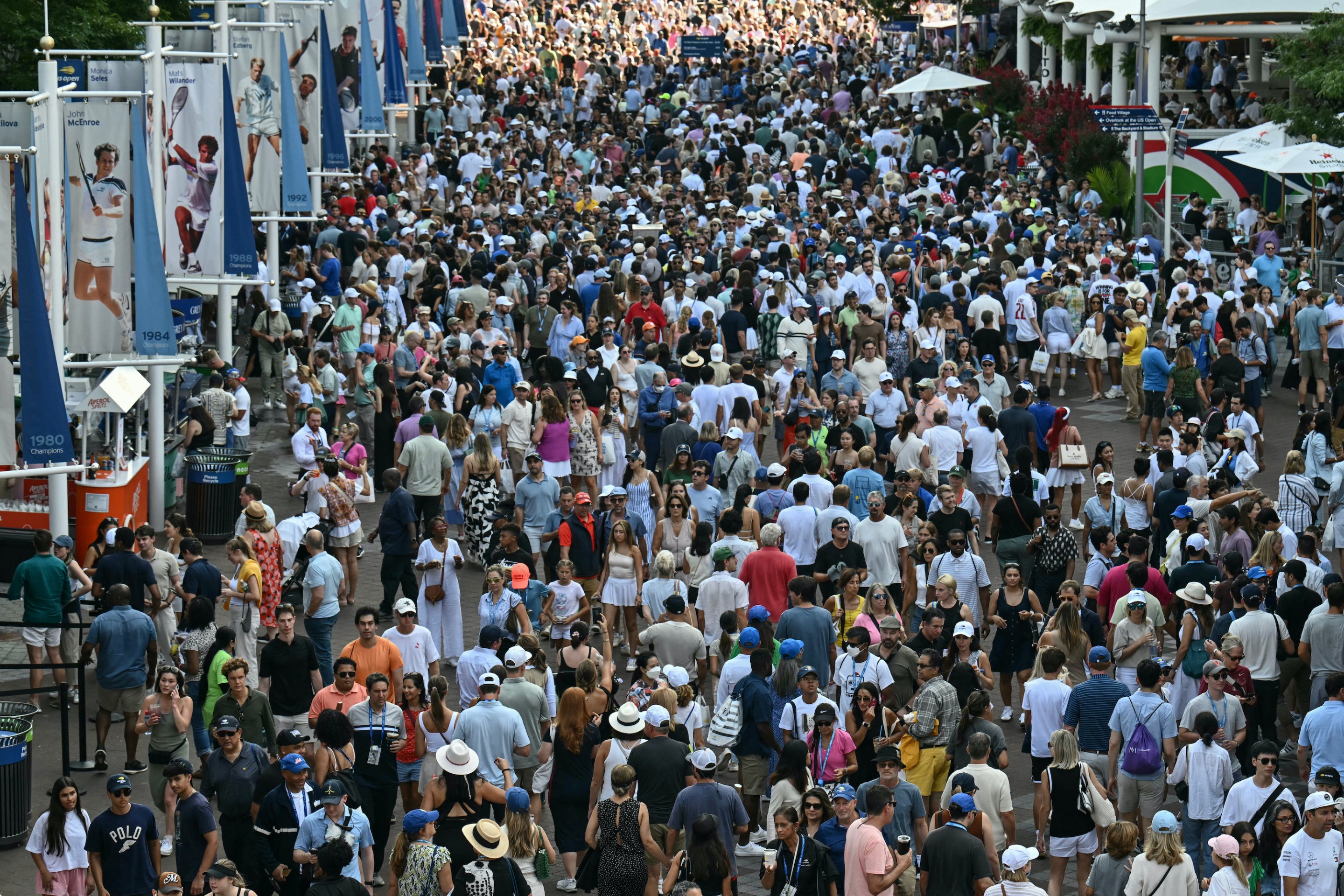 A view of the crowd milling around the U.S. Open