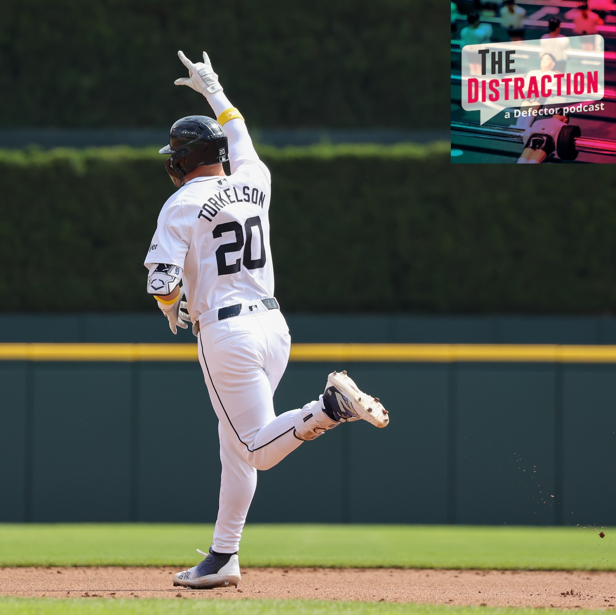 Detroit Tigers first baseman Spencer Torkelson (20) gestures as he runs the bases after hitting a two-run home run against the Red Sox at Comerica Park.