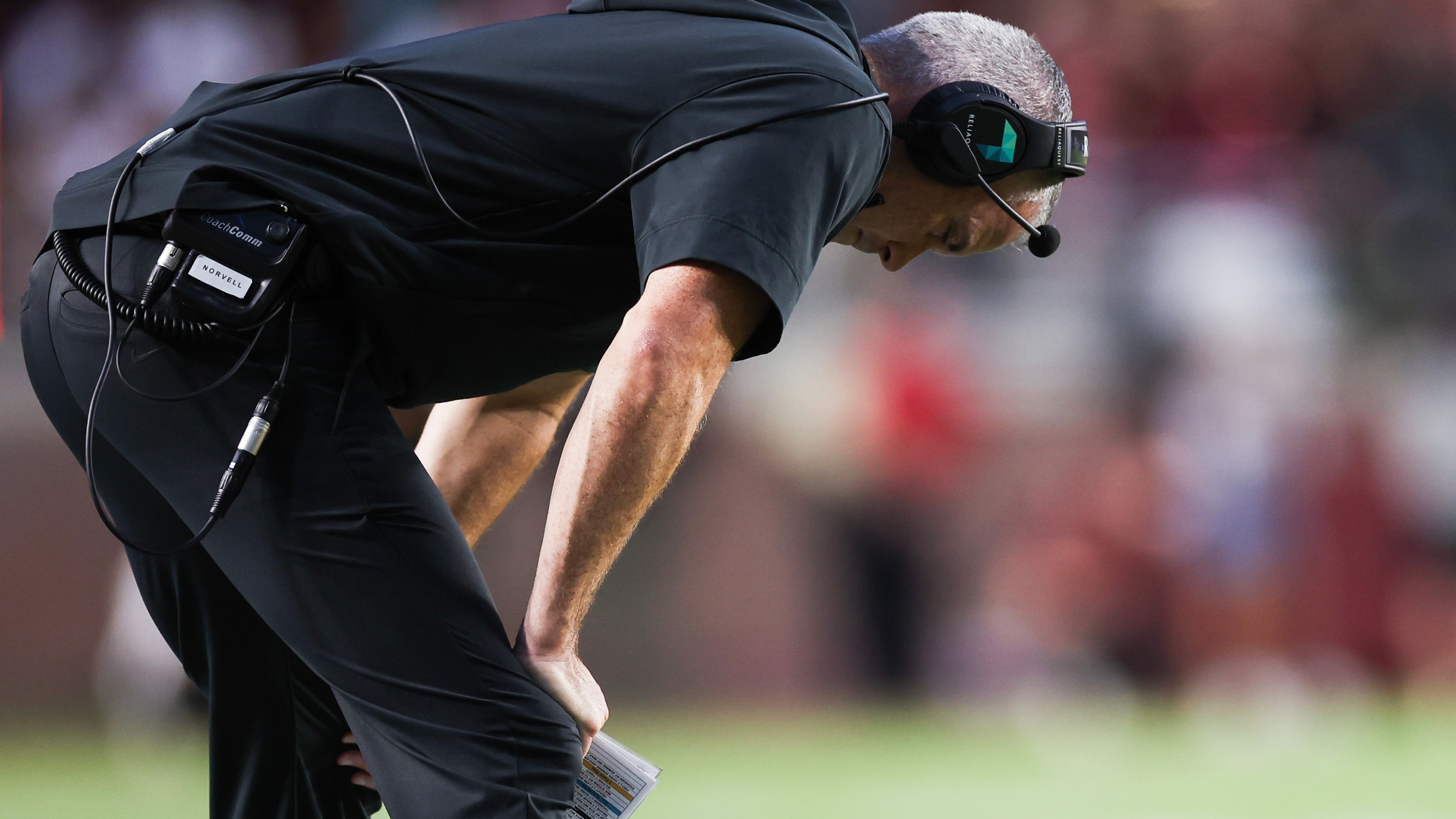 Head coach Mike Norvell of the Florida State Seminoles reacts to a play during the first half of a game against the Boston College Eagles