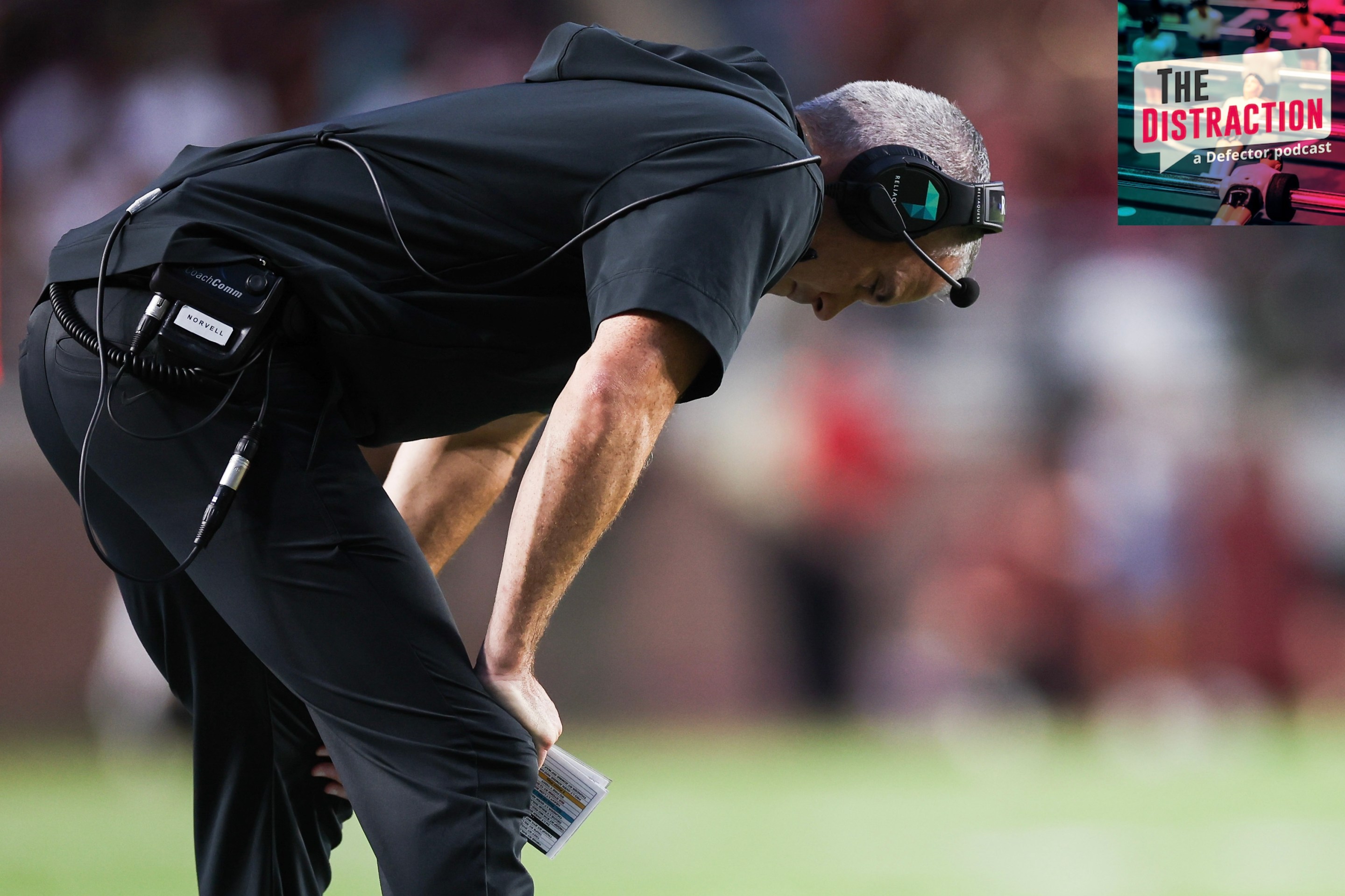 Head coach Mike Norvell of the Florida State Seminoles reacts to a play during the first half of a game against the Boston College Eagles at Doak Campbell Stadium. You can tell from the reaction that the Noles would go on to lose.