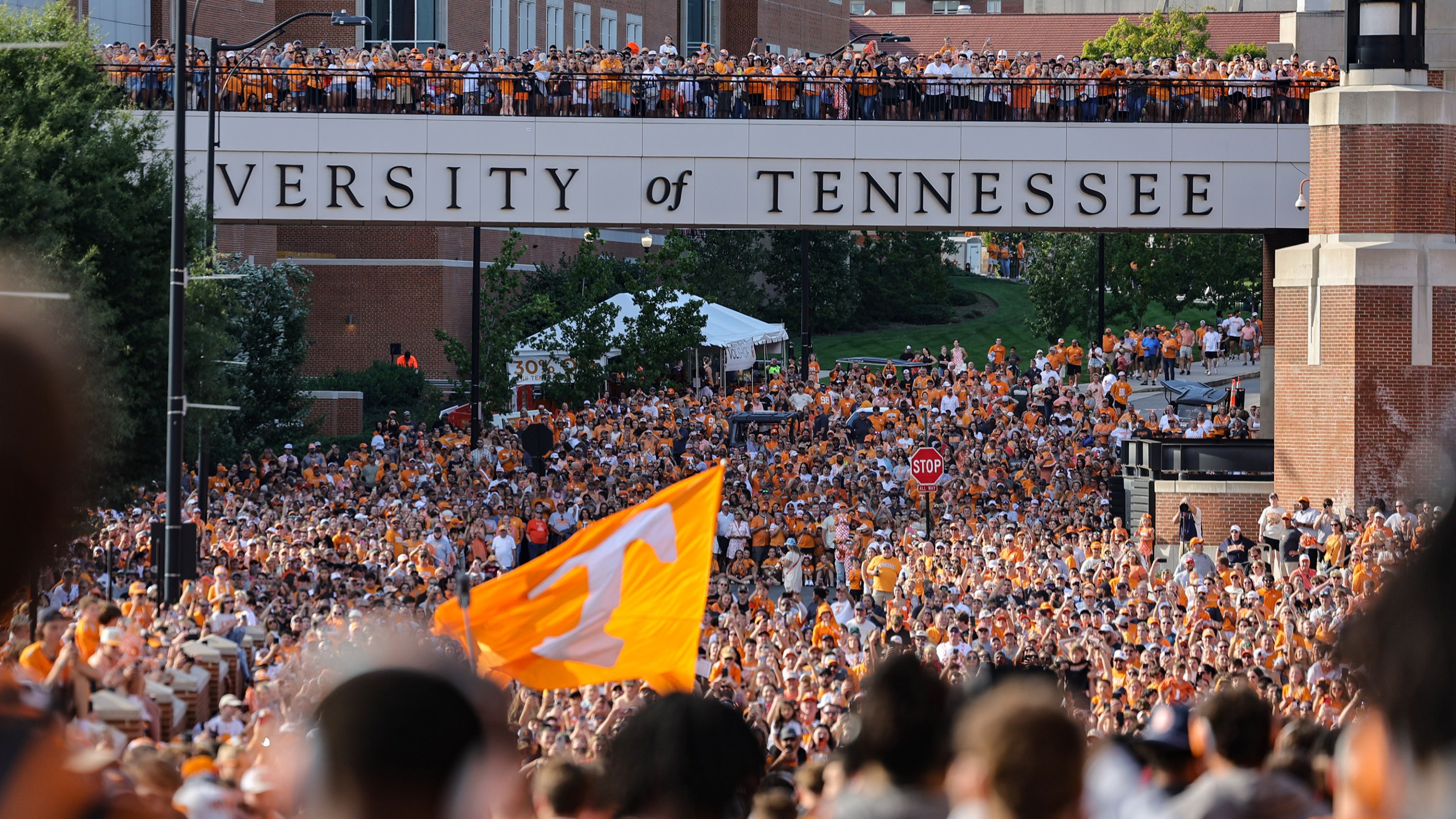 Fans gather for the Vol Walk prior to kickoff between the Tennessee Volunteers and Kent State Golden Flashes