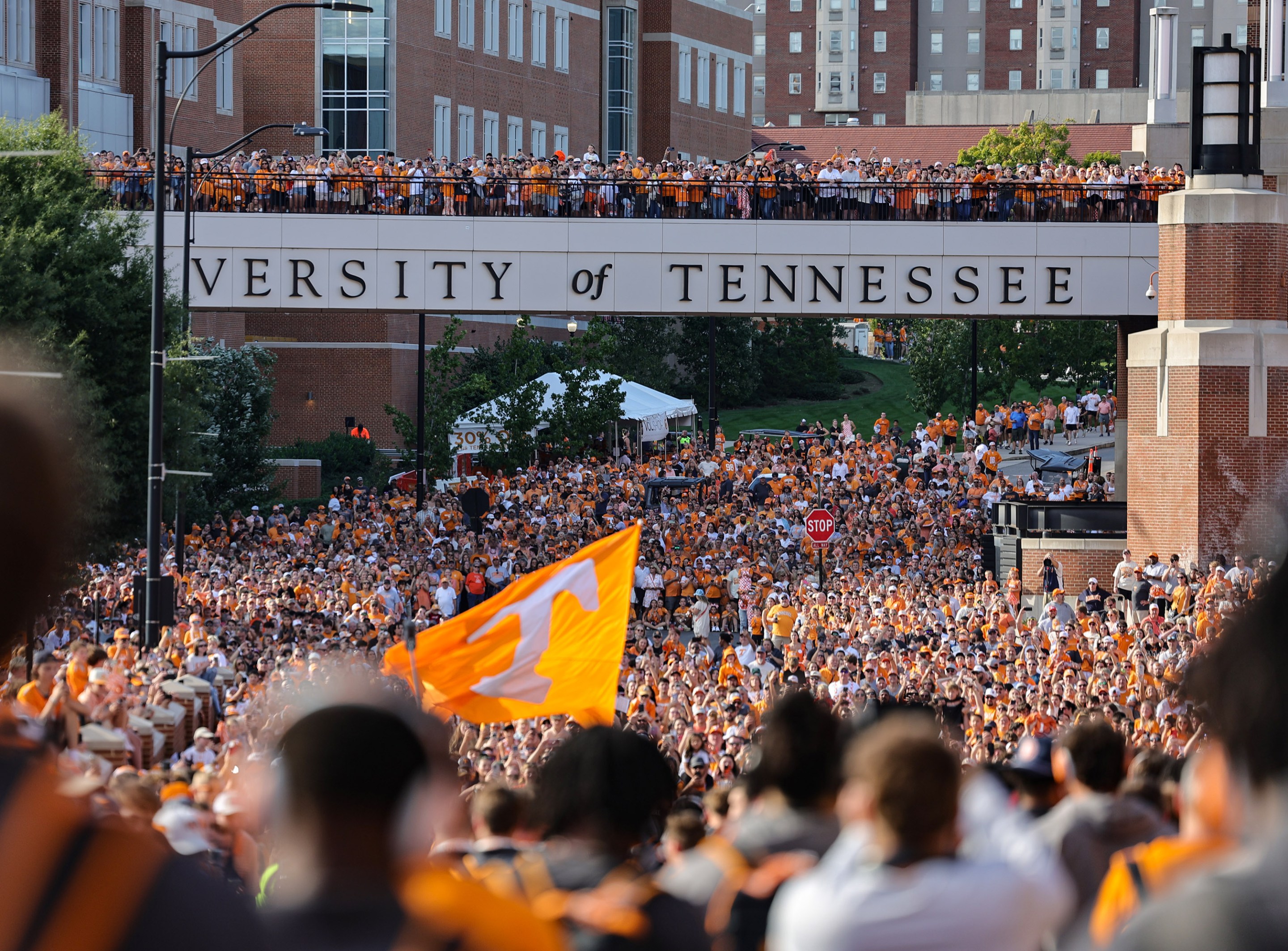 Fans gather for the Vol Walk prior to kickoff between the Tennessee Volunteers and Kent State Golden Flashes