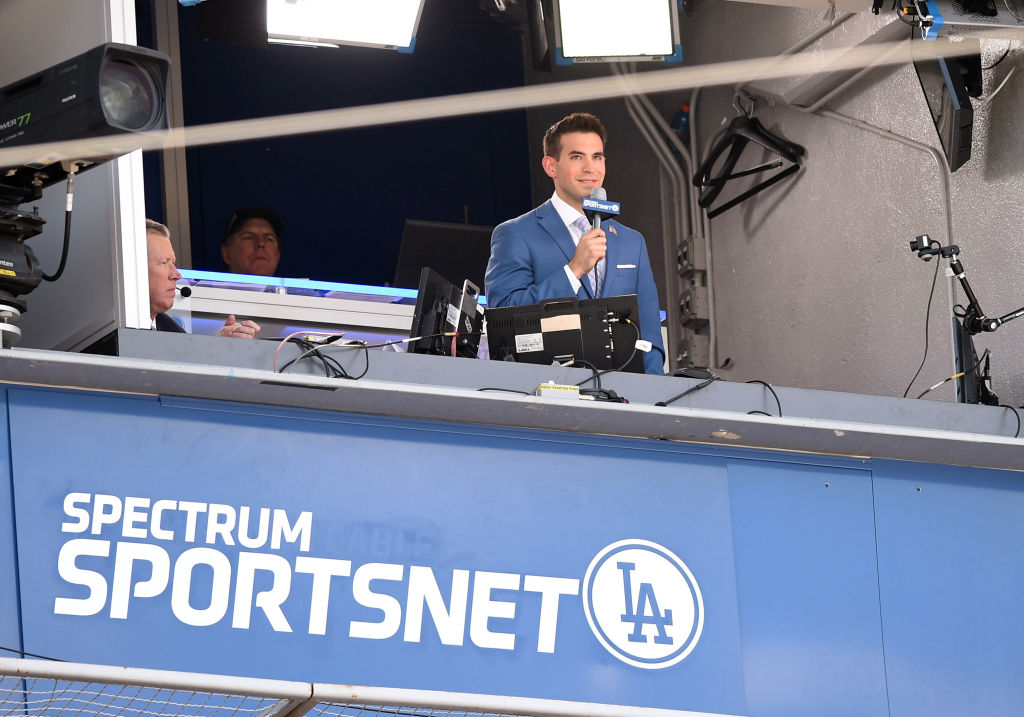 Joe Davis in the Dodger booth