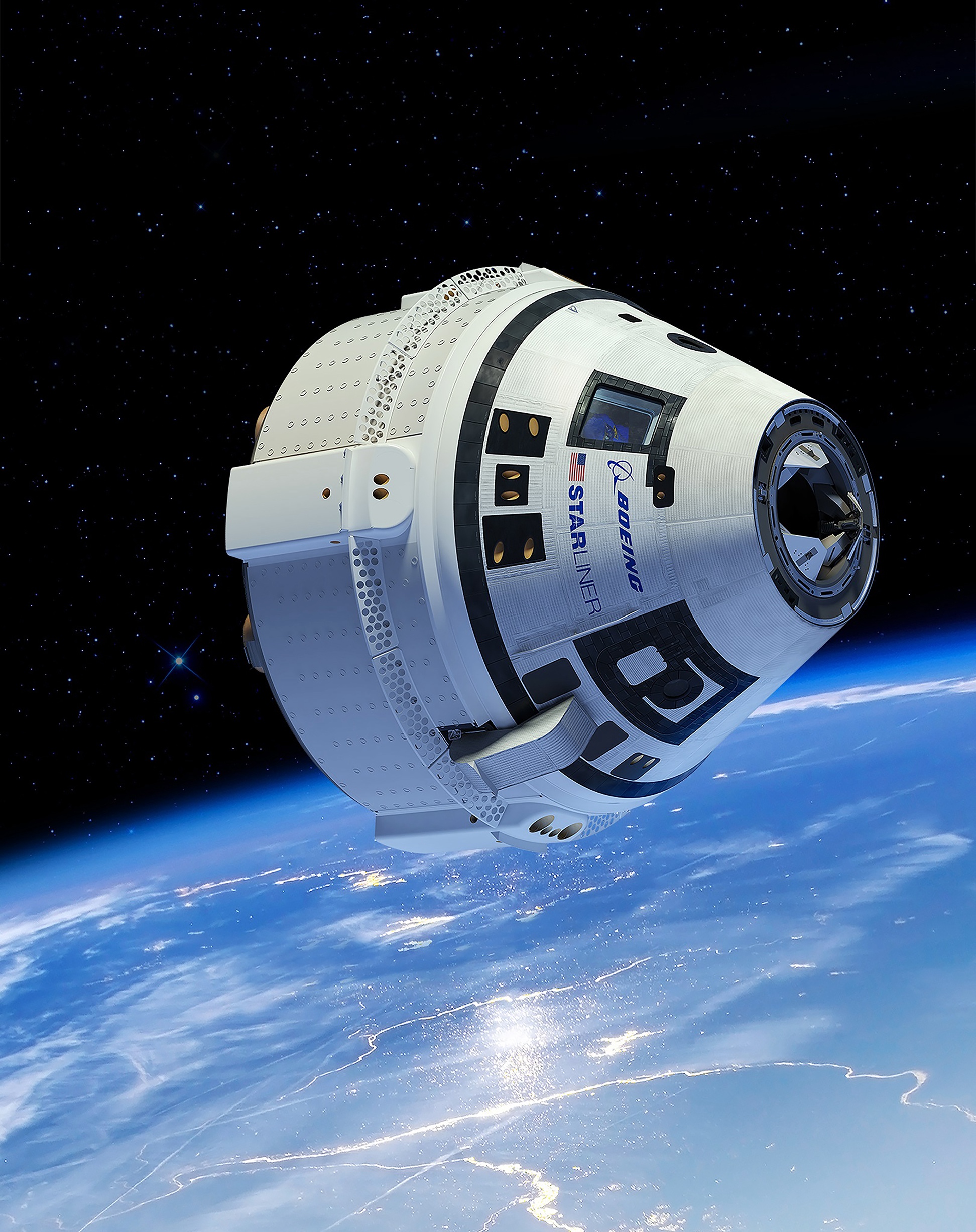 In this illustration, a Boeing CST-100 Starliner spacecraft is shown in low-Earth orbit. NASA is partnering with Boeing and SpaceX to build a new generation of human-rated spacecraft capable of taking astronauts to the International Space Station and expanding research opportunities in orbit. Boeing's upcoming Orbital Flight Test is part of NASA’s Commercial Crew Transportation Capability contract with the goal of returning human spaceflight launch capabilities to the United States.