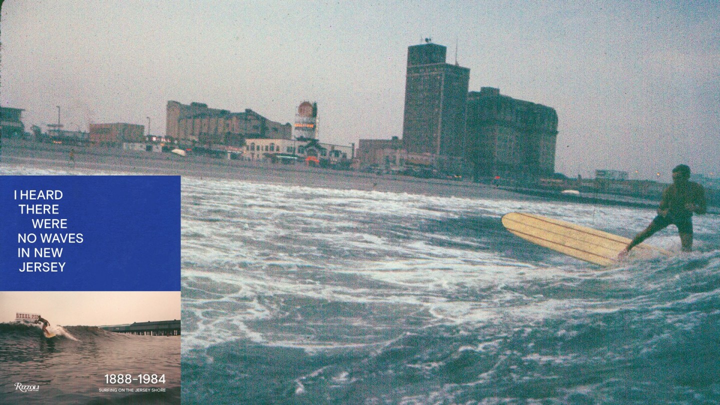 A man surfs off the coast of New Jersey