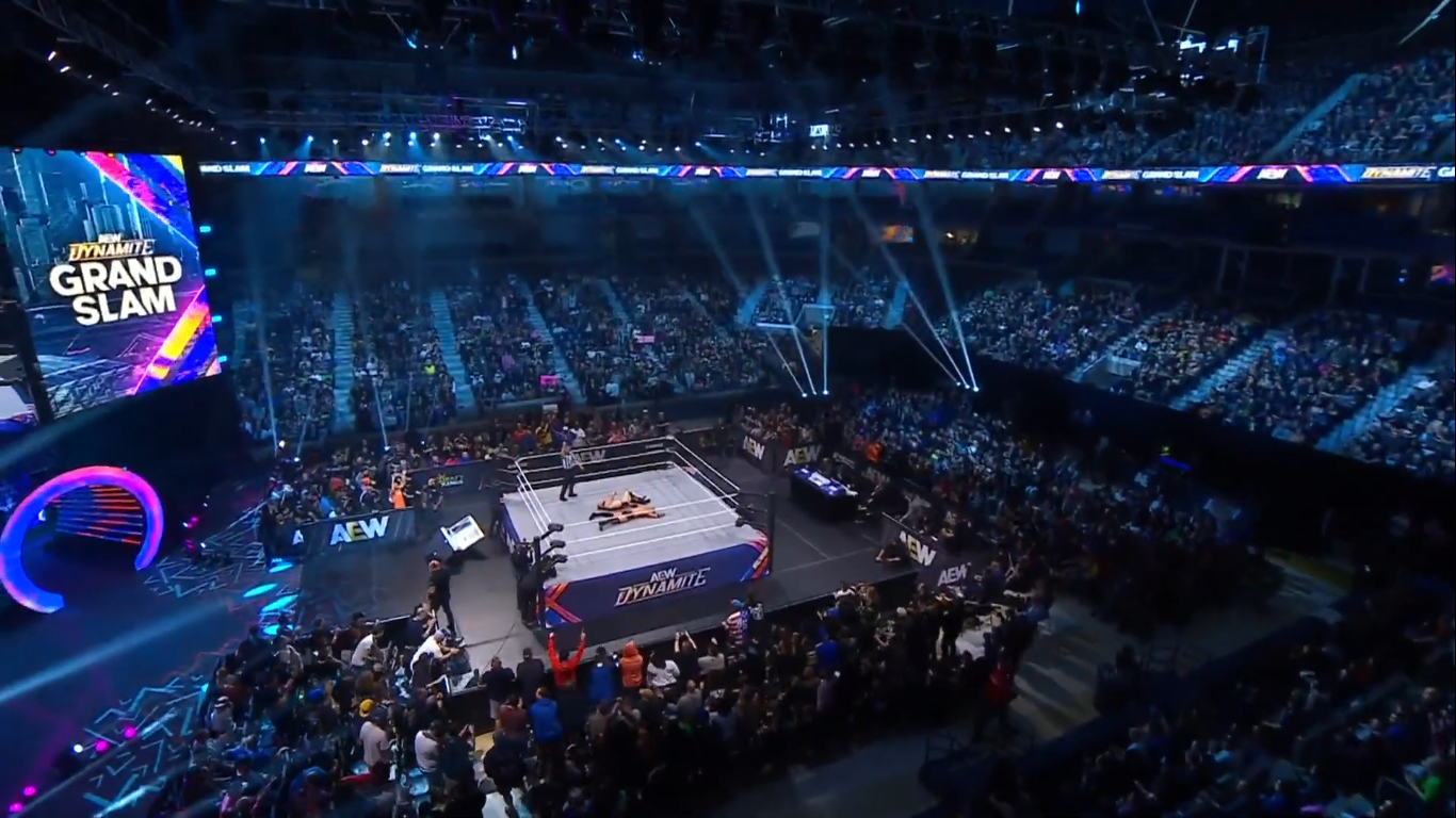 Wide view of Arthur Ashe Stadium crowd during AEW Dynamite