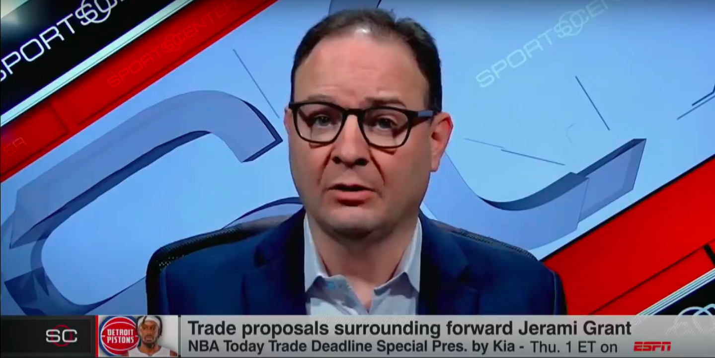 Adrian Wojnarowski on ESPN discussing trade proposals for Jerami Grant