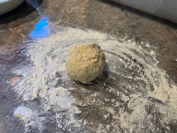 A blob of raw pastry dough.