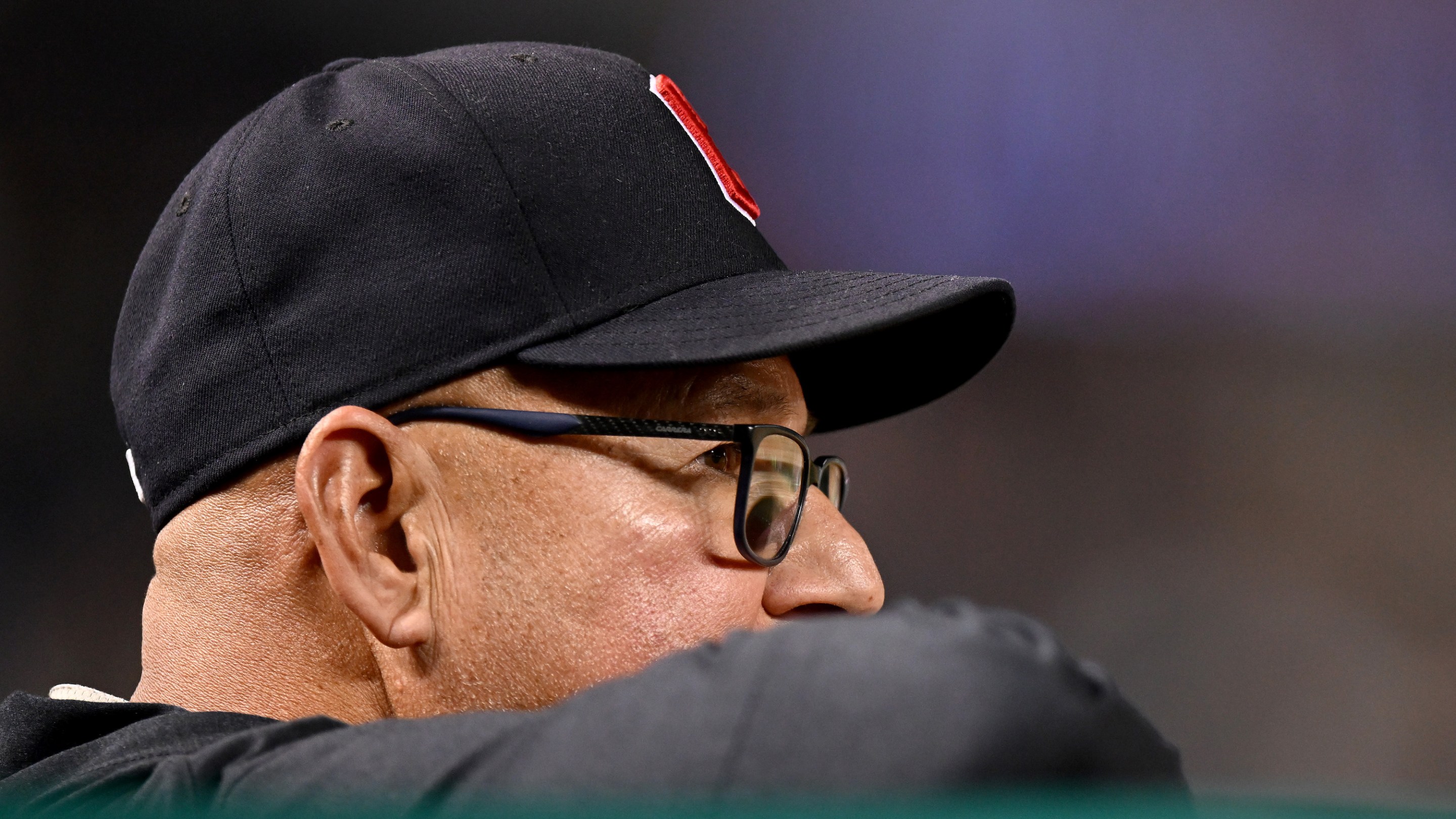 Manager Terry Francona #78 of the Cleveland Guardians watches the game against the Washington Nationals at Nationals Park on April 14, 2023 in Washington, DC.