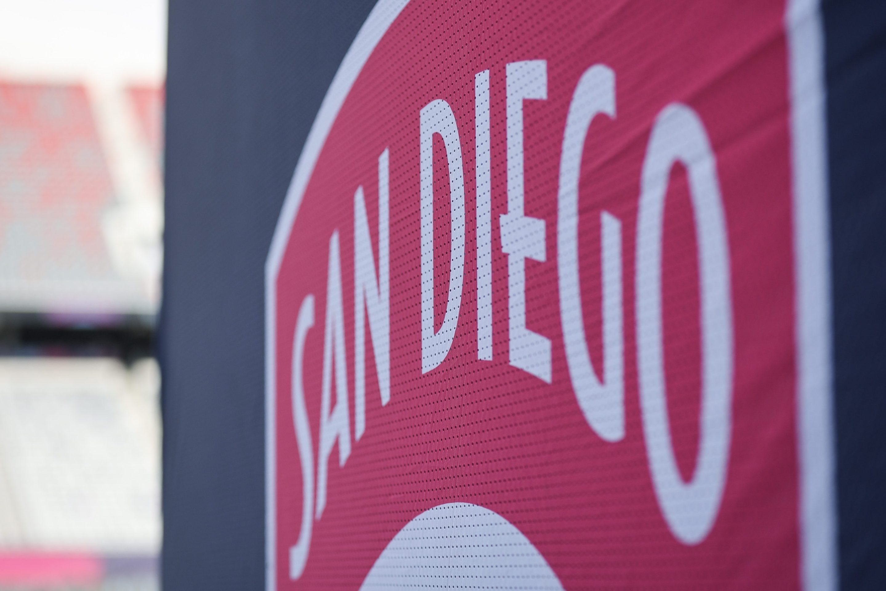 San Diego Wave FC signage is displayed before the game between San Diego Wave FC and North Carolina Courage at Snapdragon Stadium on September 08, 2024 in San Diego, California.