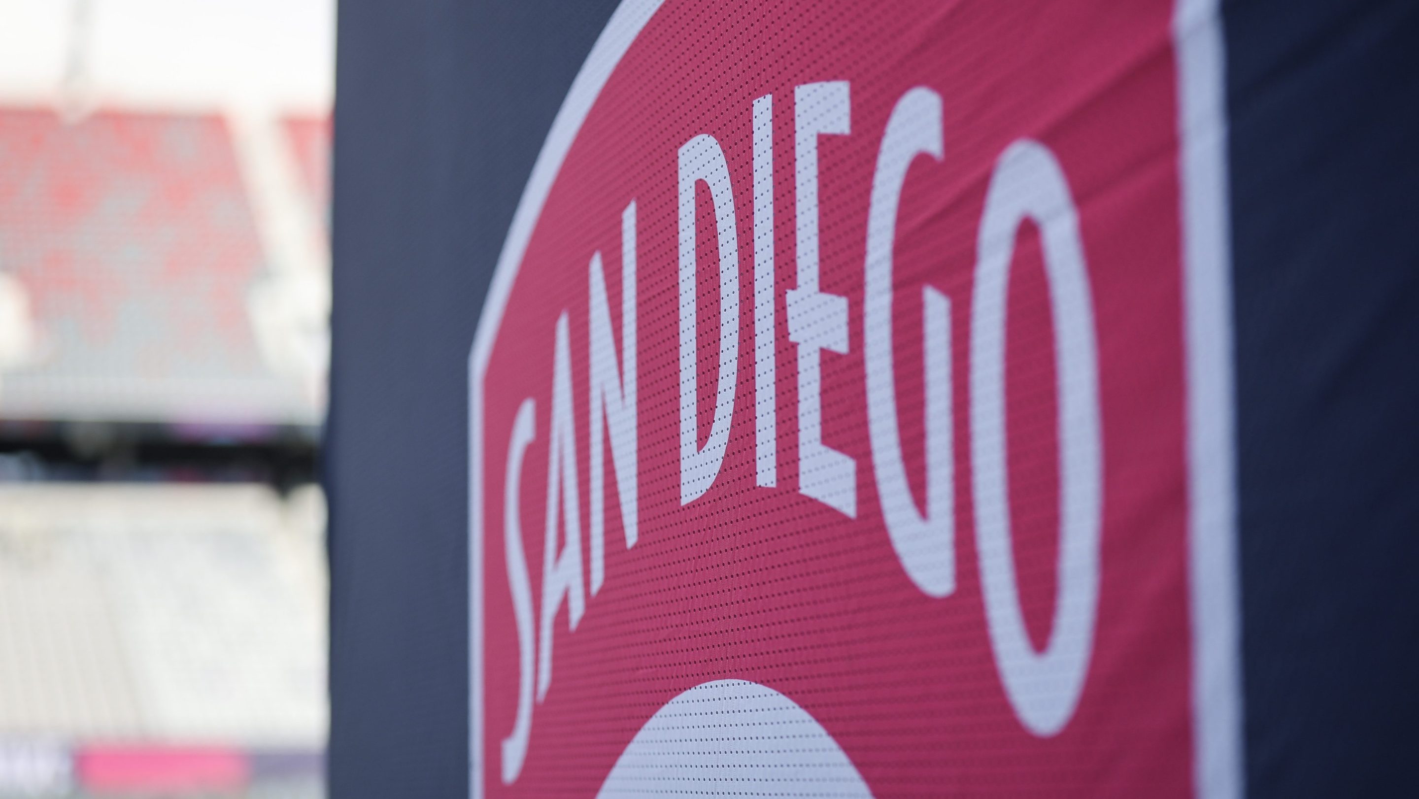 San Diego Wave FC signage is displayed before the game between San Diego Wave FC and North Carolina Courage at Snapdragon Stadium on September 08, 2024 in San Diego, California.