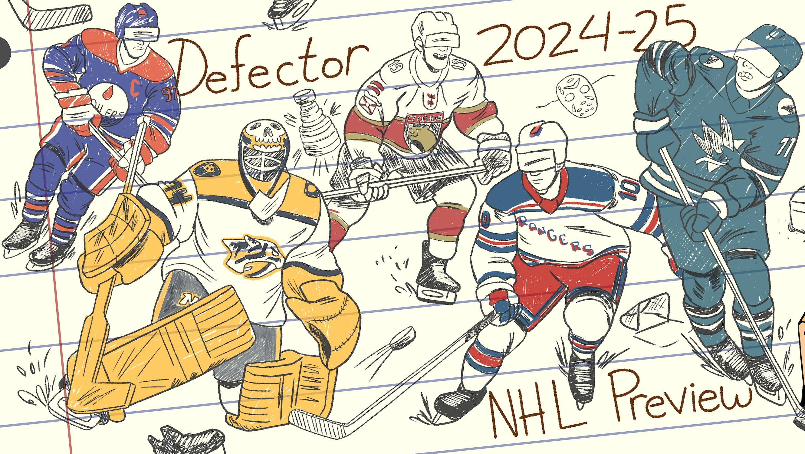 Drawing of some hockey guys