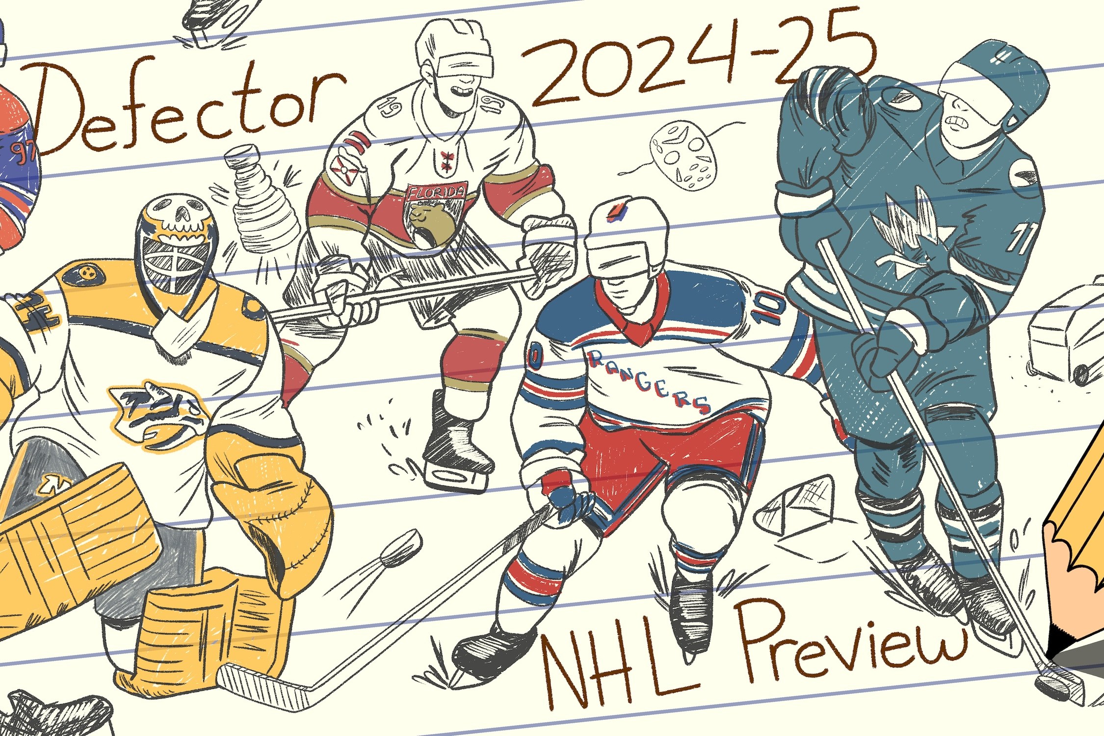 Drawing of some hockey guys