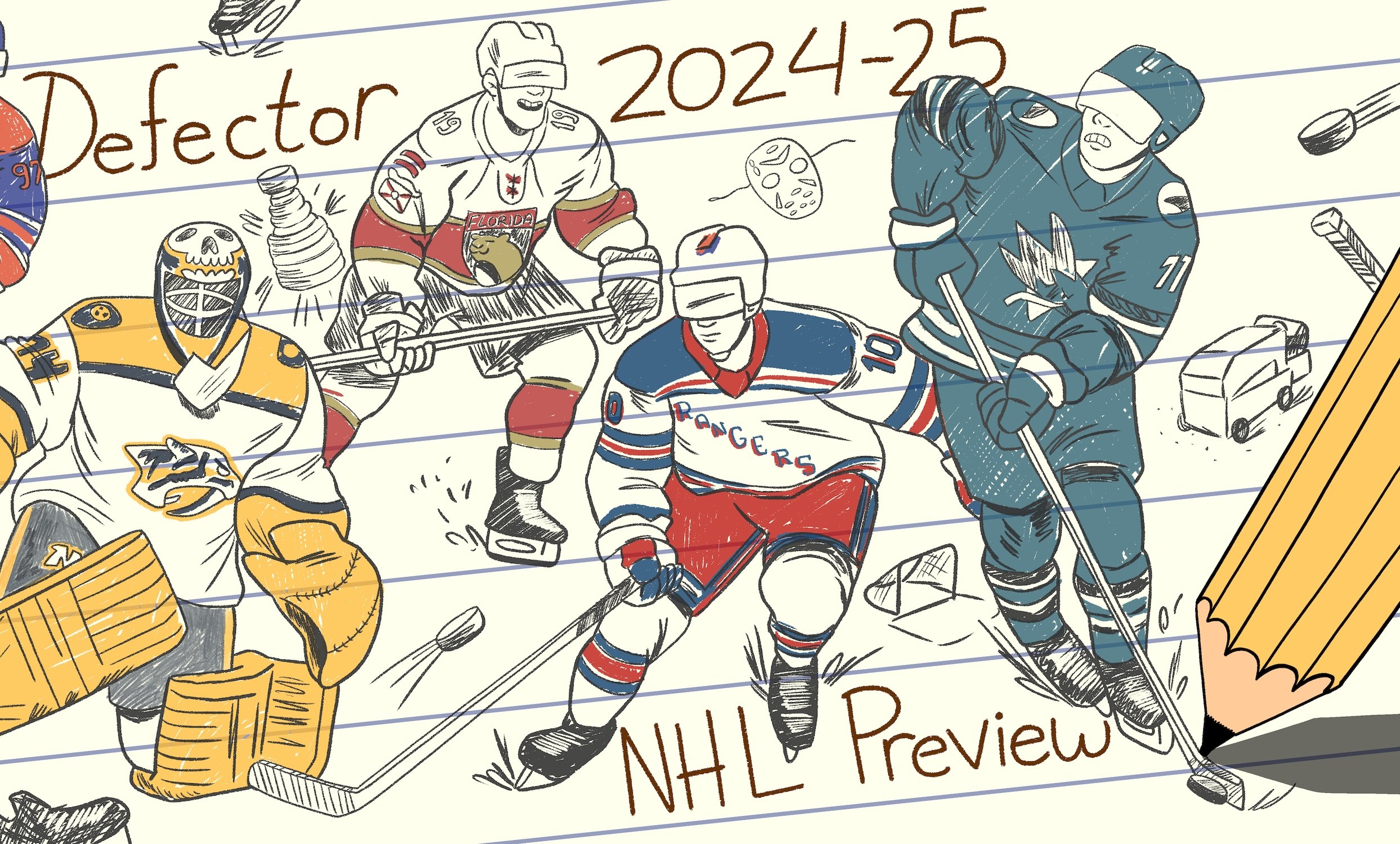 Drawing of some hockey guys