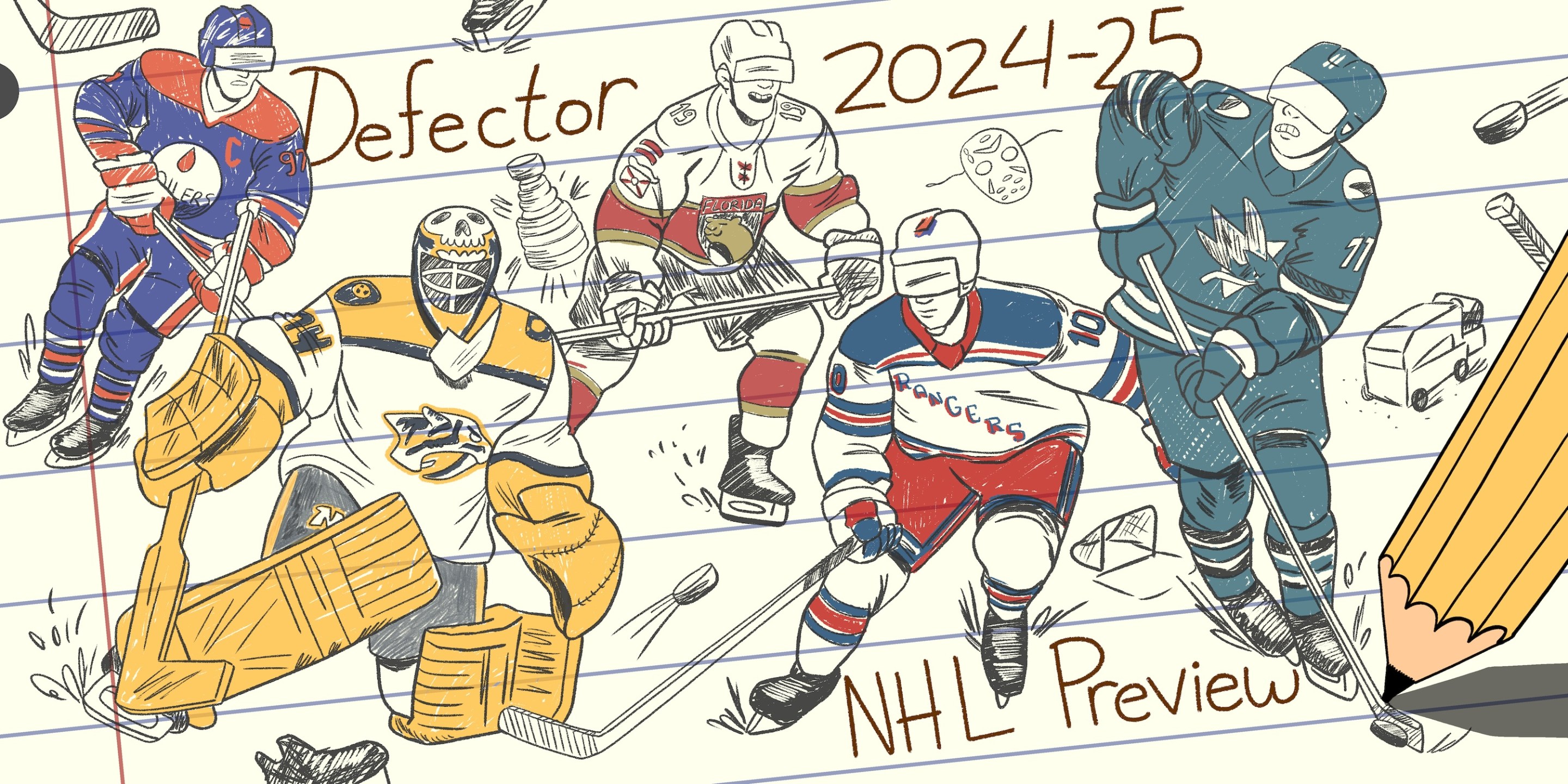 Drawing of some hockey guys