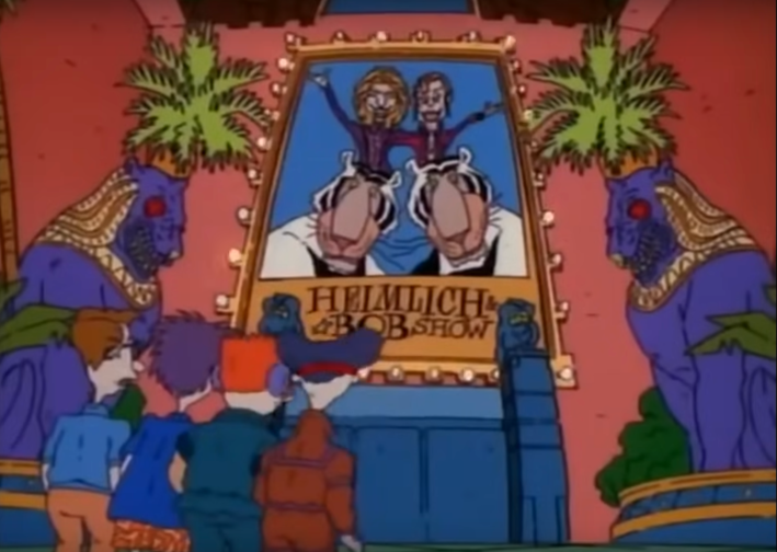 The Rugrats family looking at a magic show poster