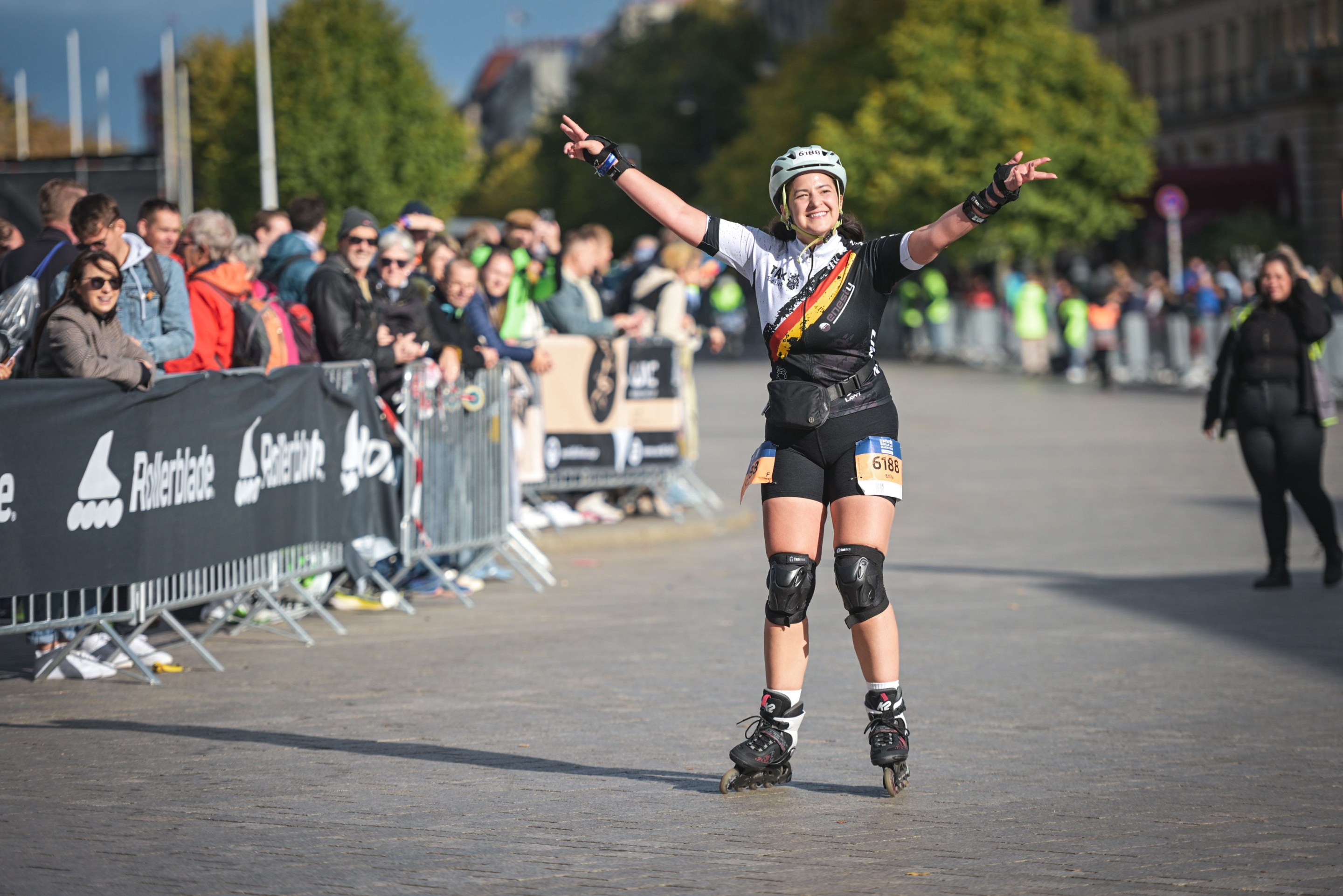 Emily skates in the final stretch of the marathon