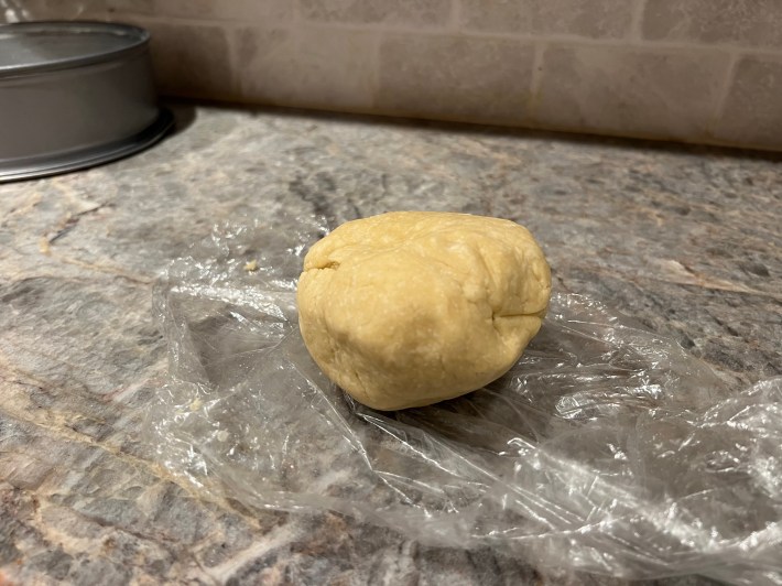 A ball of chilled shortbread dough.