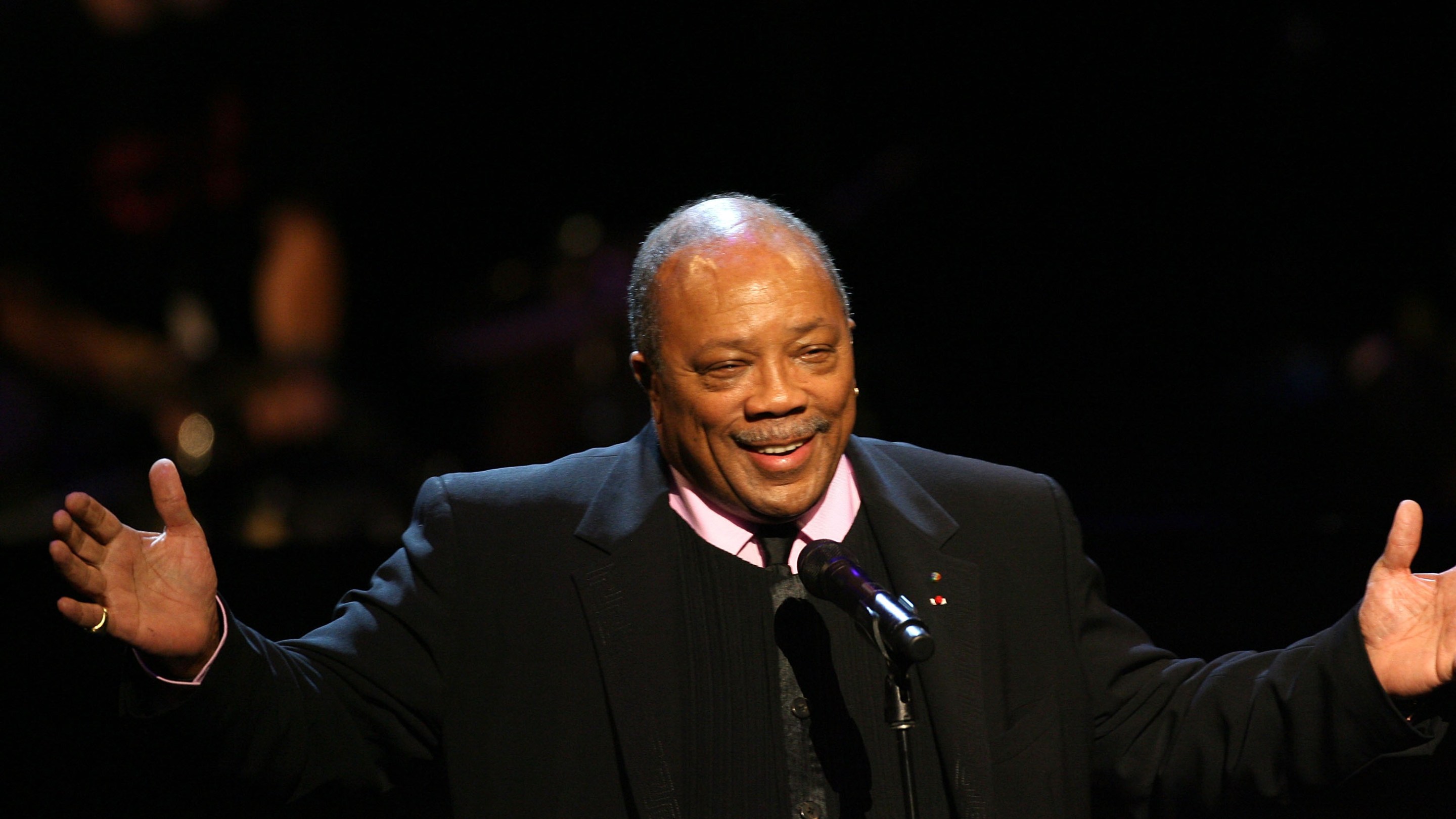 Quincy Jones on stage at The Thelonious Monk Institute of Jazz and The Recording Academy Los Angeles chapter honoring Herbie Hancock all star tribute concert at the Kodak Theatre