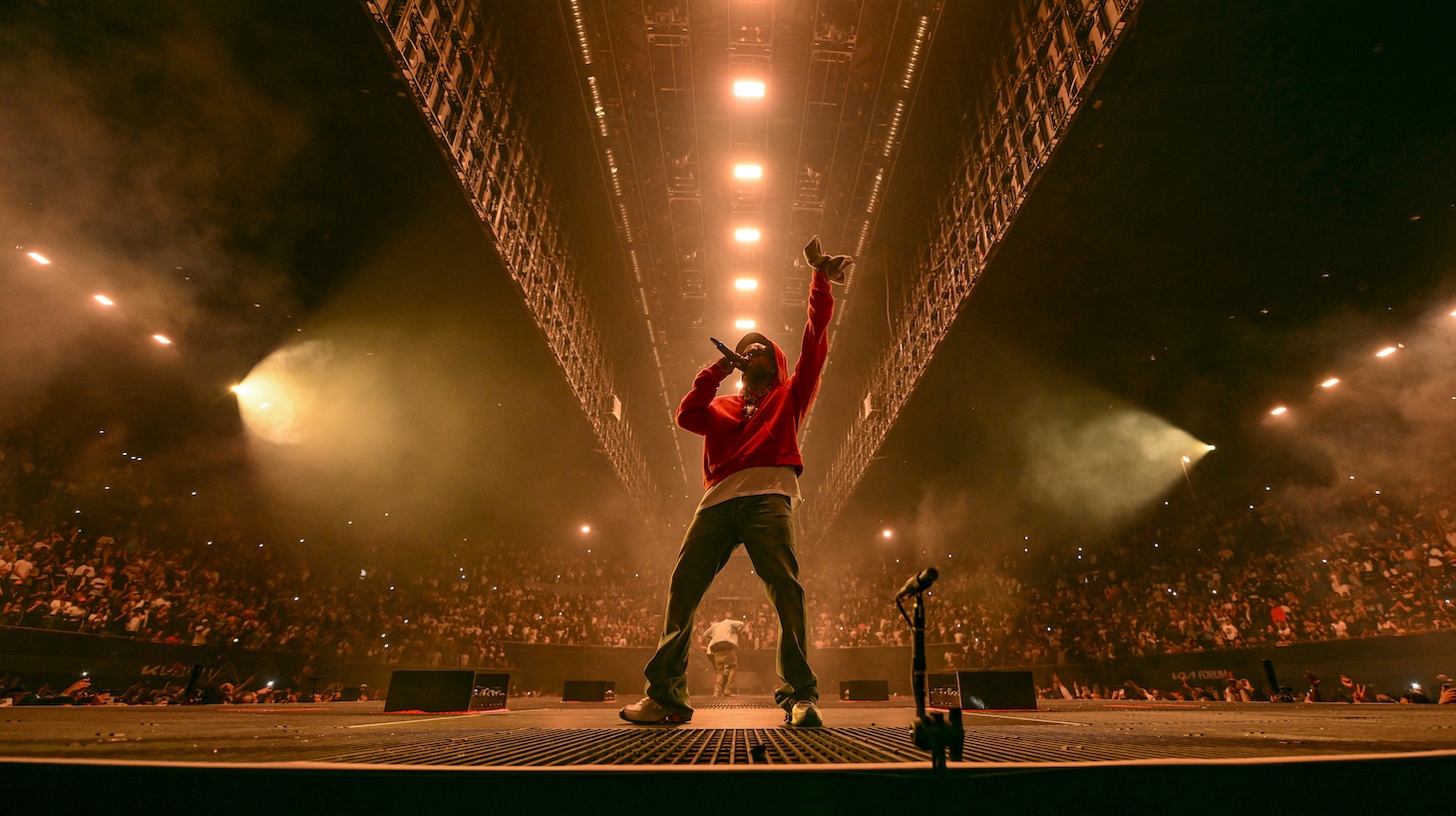 Kendrick Lamar performs onstage during The Pop Out – Ken &amp; Friends Presented by pgLang and Free Lunch at The Kia Forum on June 19, 2024 in Inglewood, California.