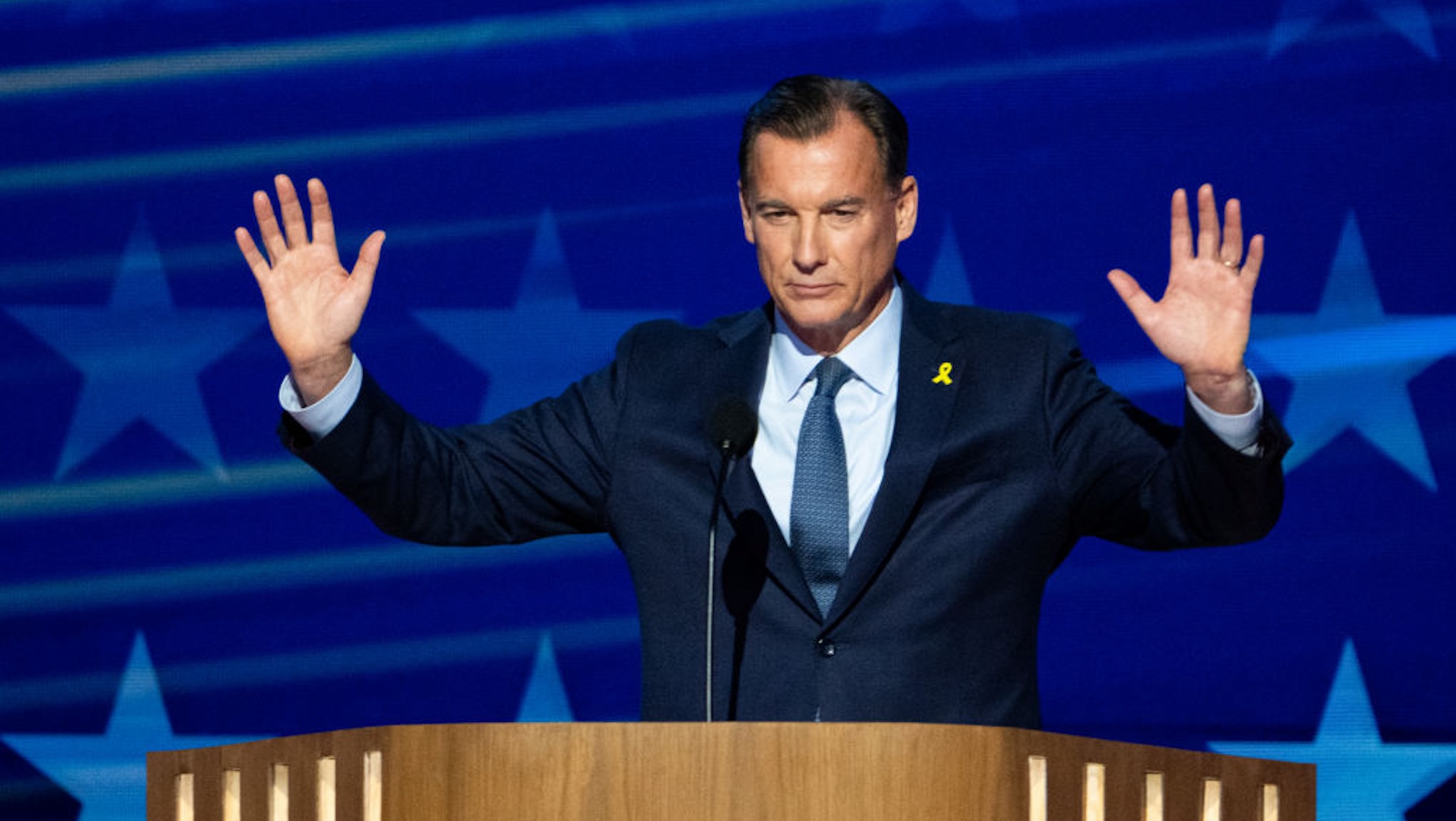 WASHINGTON - AUGUST 21: Rep. Tom Suozzi, D-N.Y., speaks during day three of the 2024 Democratic National Convention in Chicago on Wednesday, August 21, 2024.