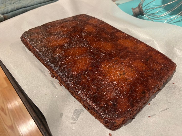 The Parkin, shiny with a healthy treatment of ginger syrup.