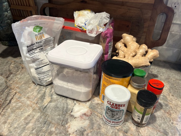 Ingredients arranged on a countertop.