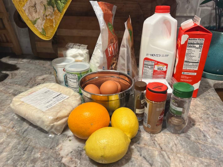 Ingredients arranged on a counter.