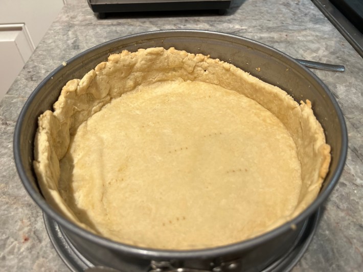 A par-baked pie crust.