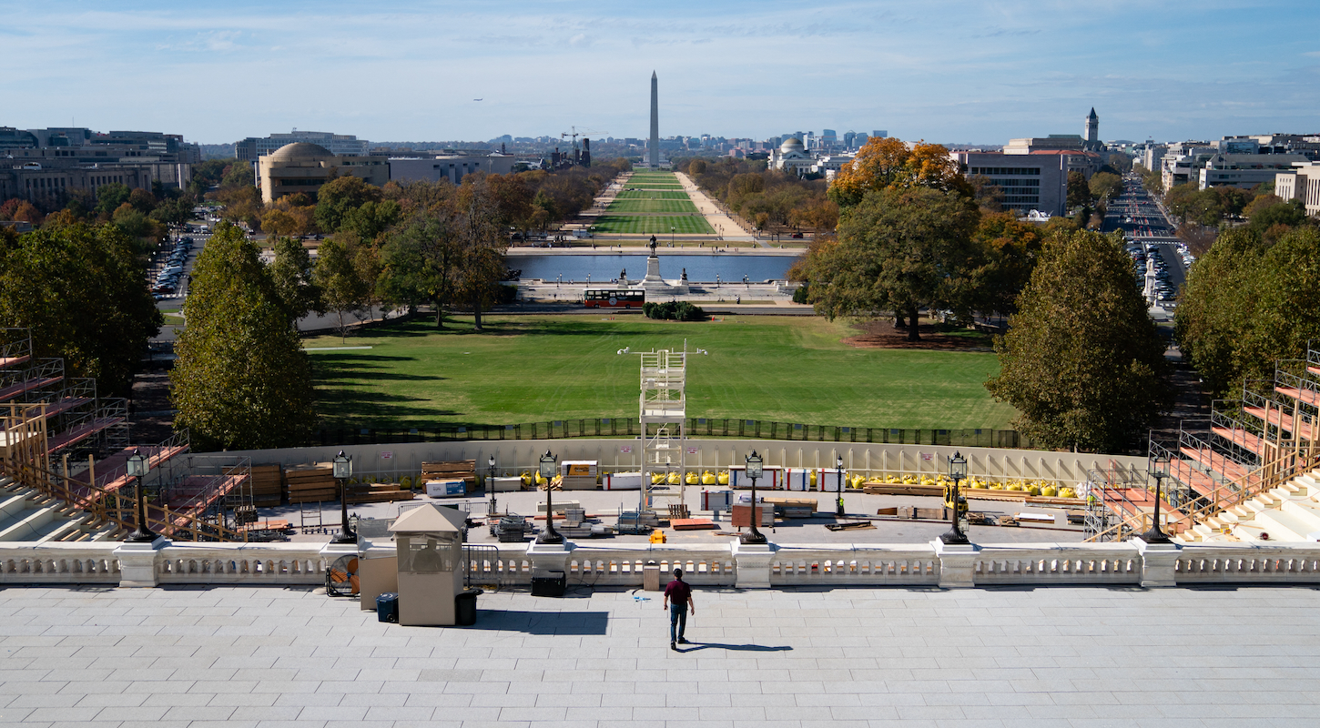 Workers prepare US Capitol for 2025 inauguration.