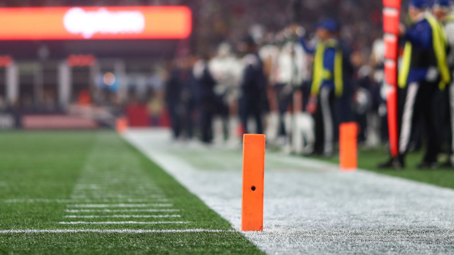 FOXBOROUGH, MA - OCTOBER 24: A pylon-camera is seen during an NFL football game between the New England Patriots and the Chicago Bears at Gillette Stadium on October 24, 2022 in Foxborough, Massachusetts.