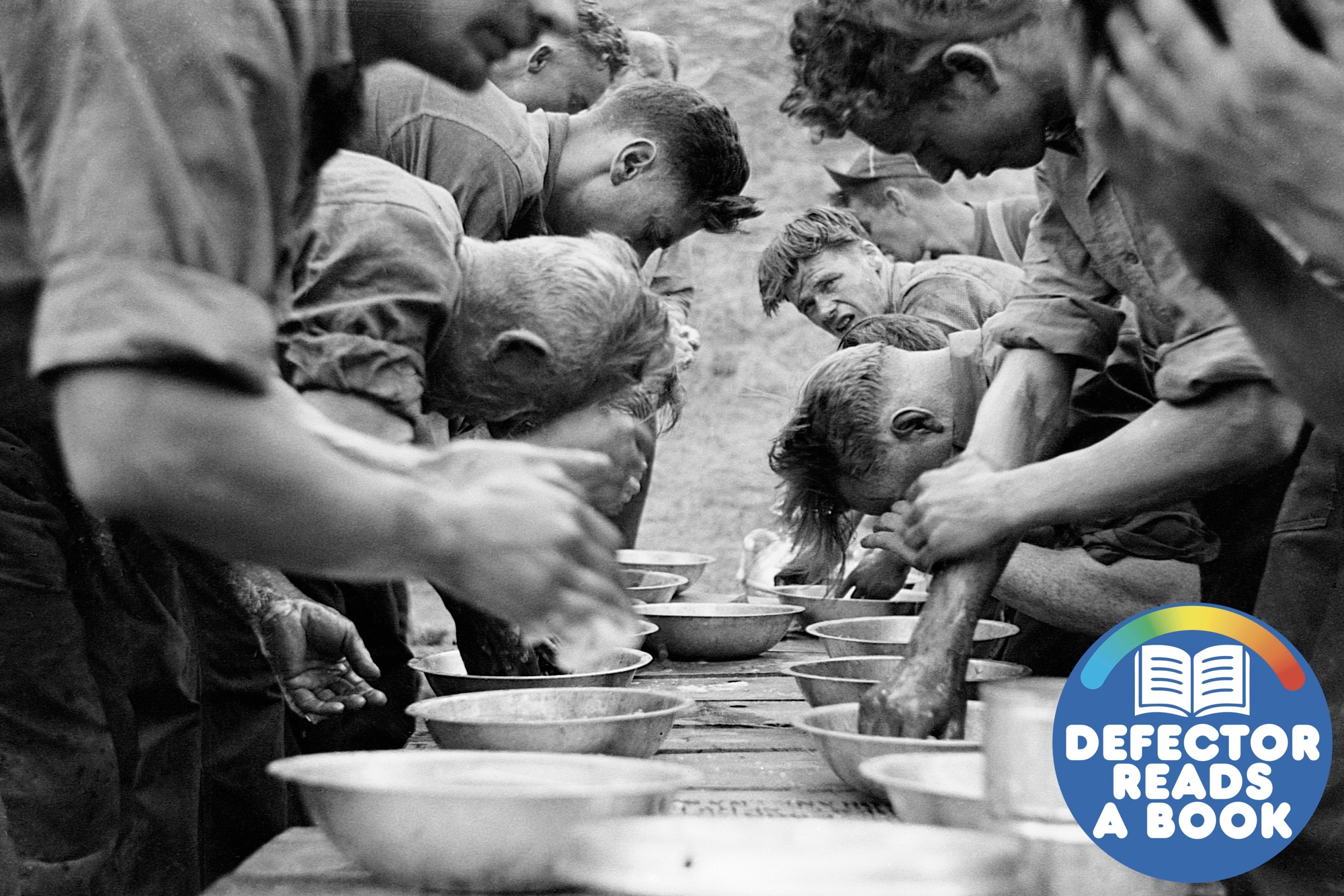 Firefighters wash up after fighting the O'Brien Creek fire. Lolo national Forest, Montana, August 21, 1940.